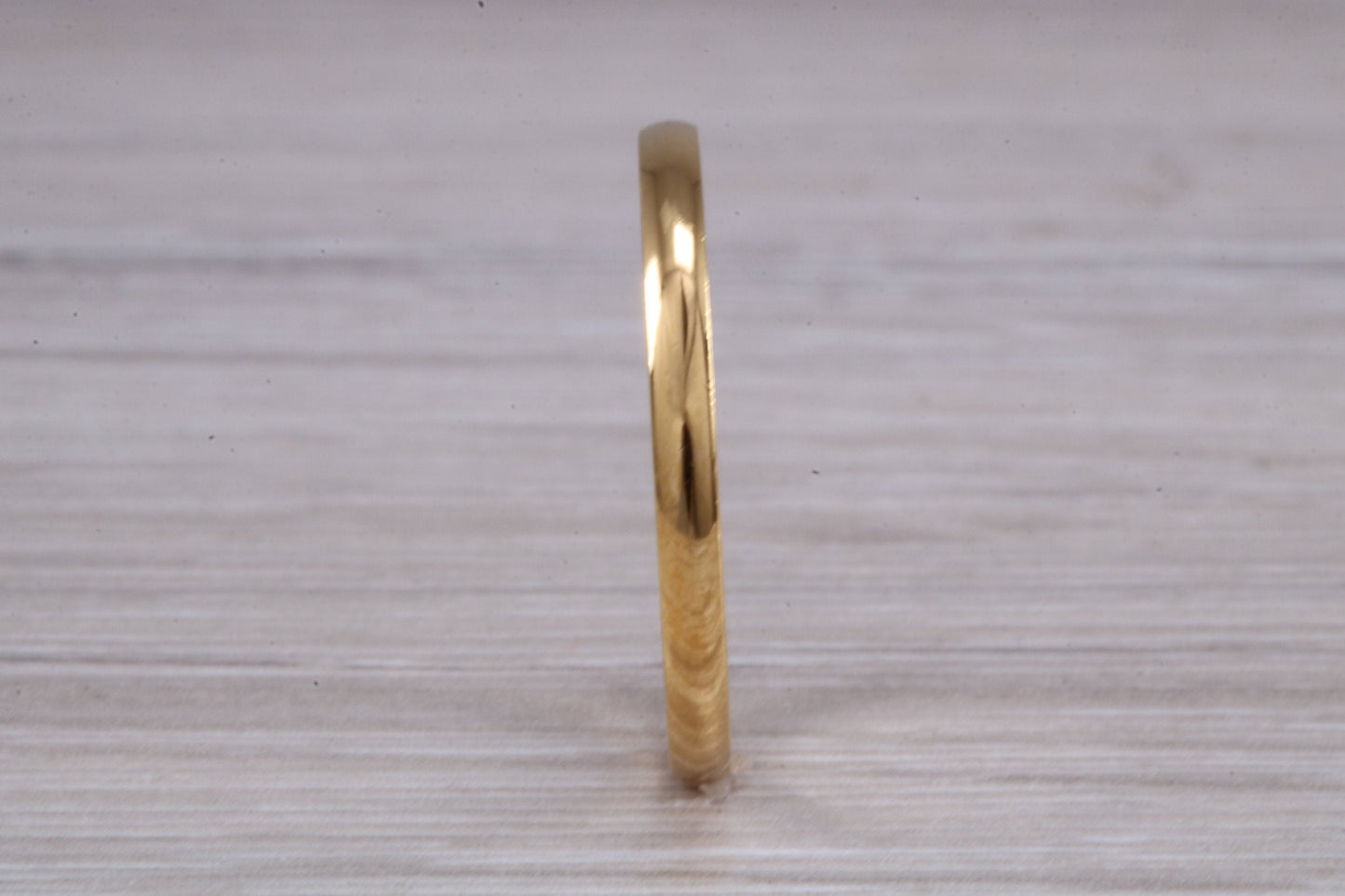 3 mm court profile Silver band with 18ct yellow Gold hard plating, looks just like a gold band for a fraction of the cost