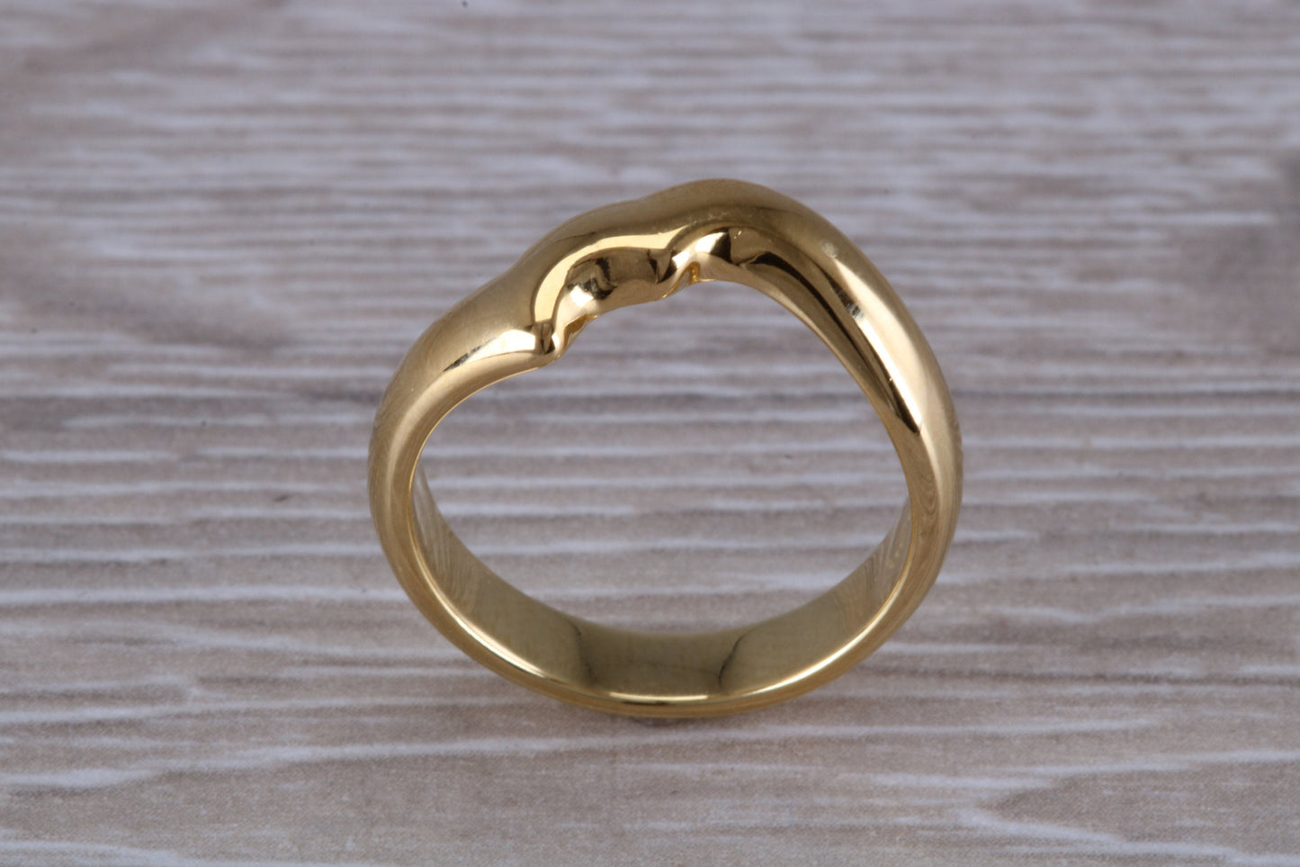 Abstract ring, made from your choice of 9ct yellow or white gold, solid and chunky feel, ideal as casual ring, thumb ring or shaped band