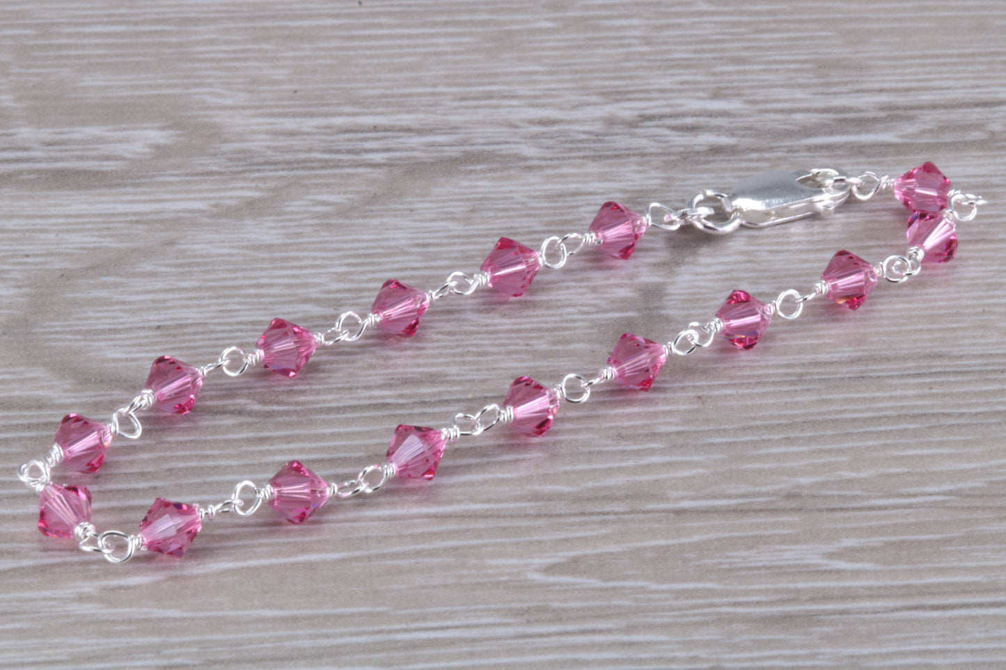 Sterling Silver Pink Sapphire Look Bracelet