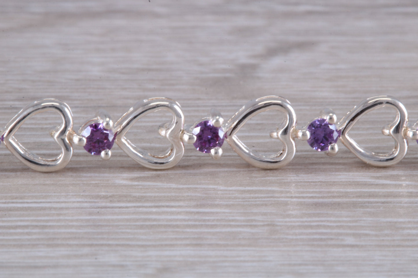 Sterling Silver Amethyst Look Bracelet