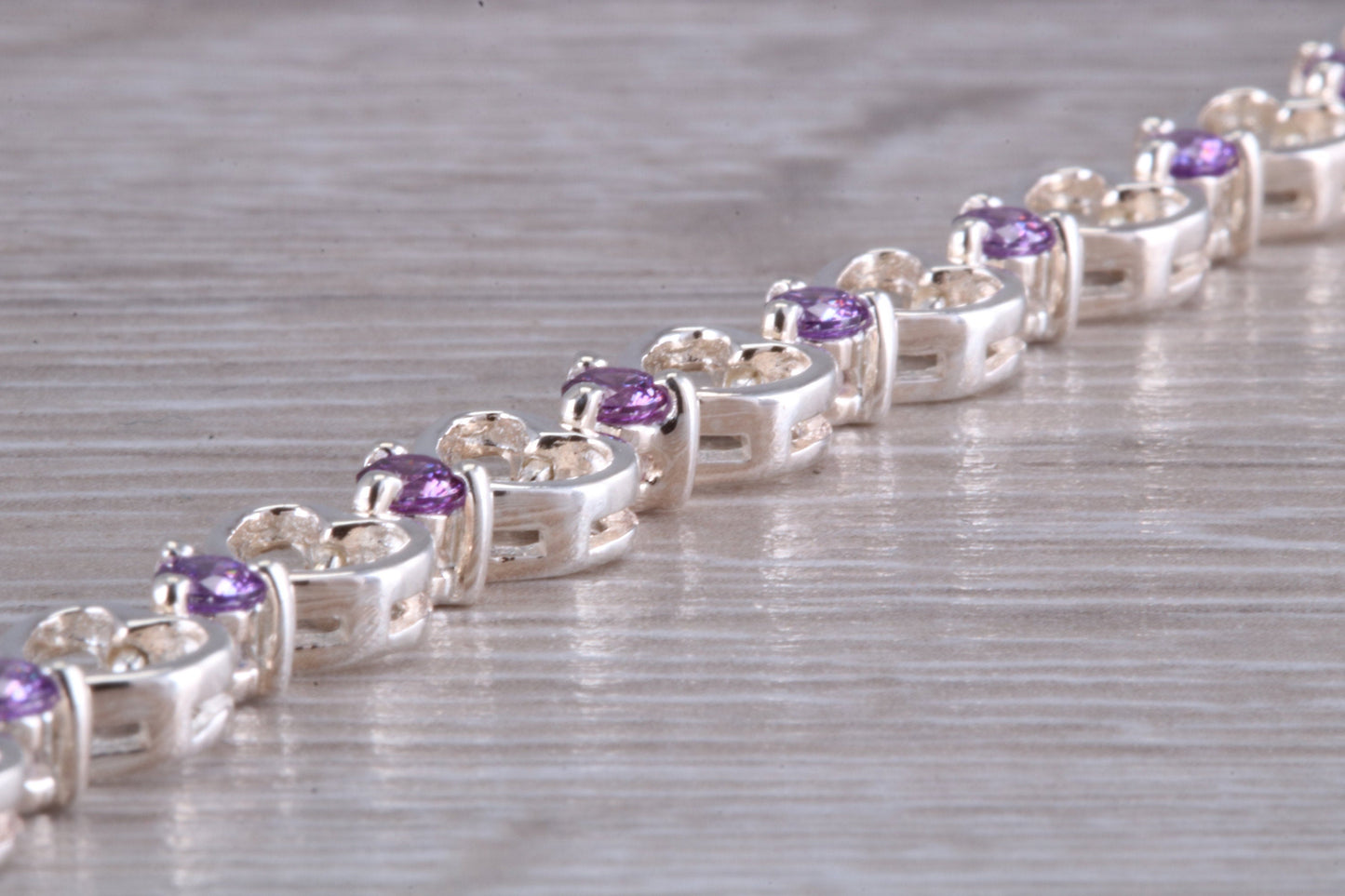 Sterling Silver Amethyst Look Bracelet