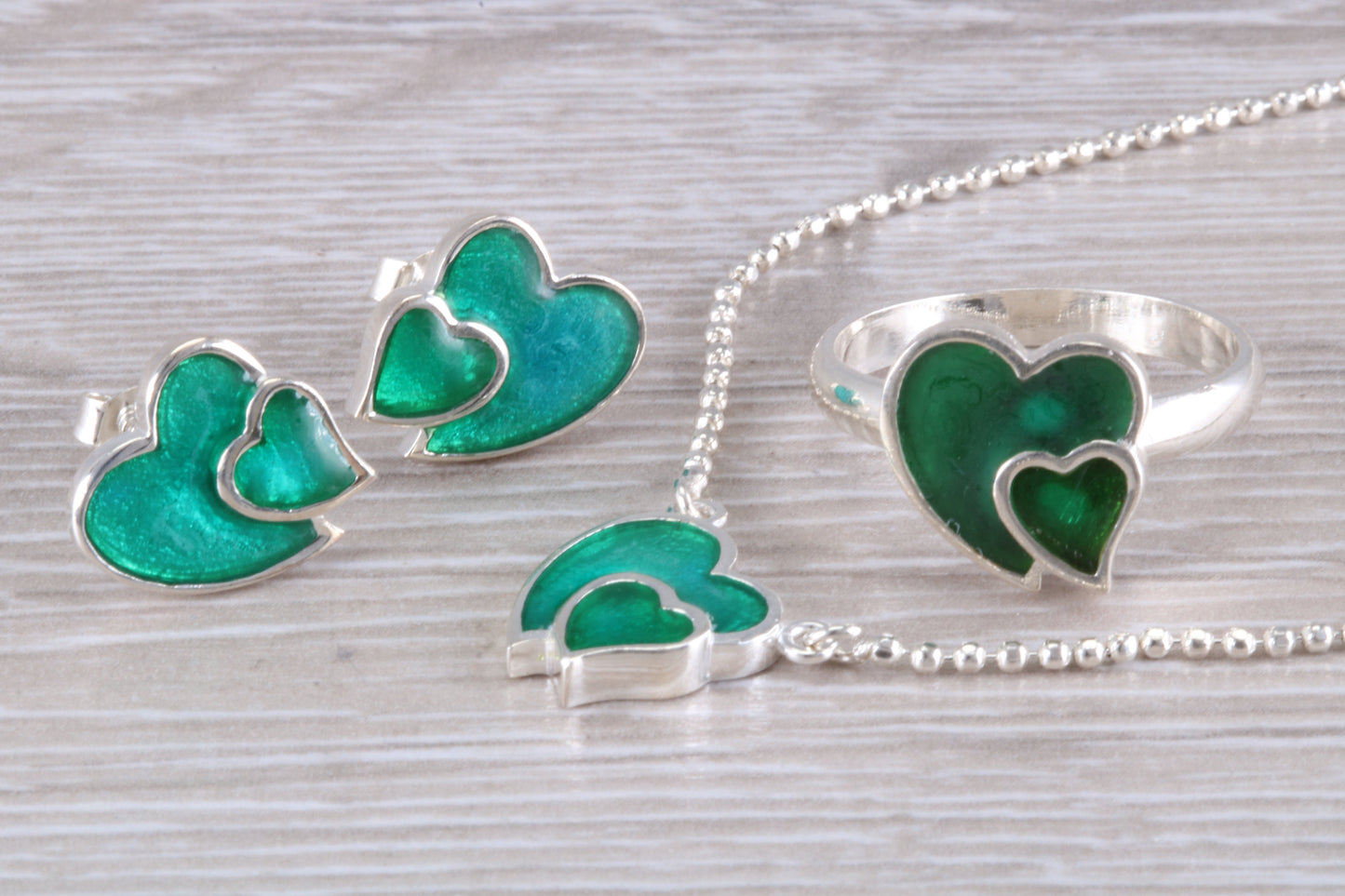 Love heart Matching Ring, Earrings and Necklace