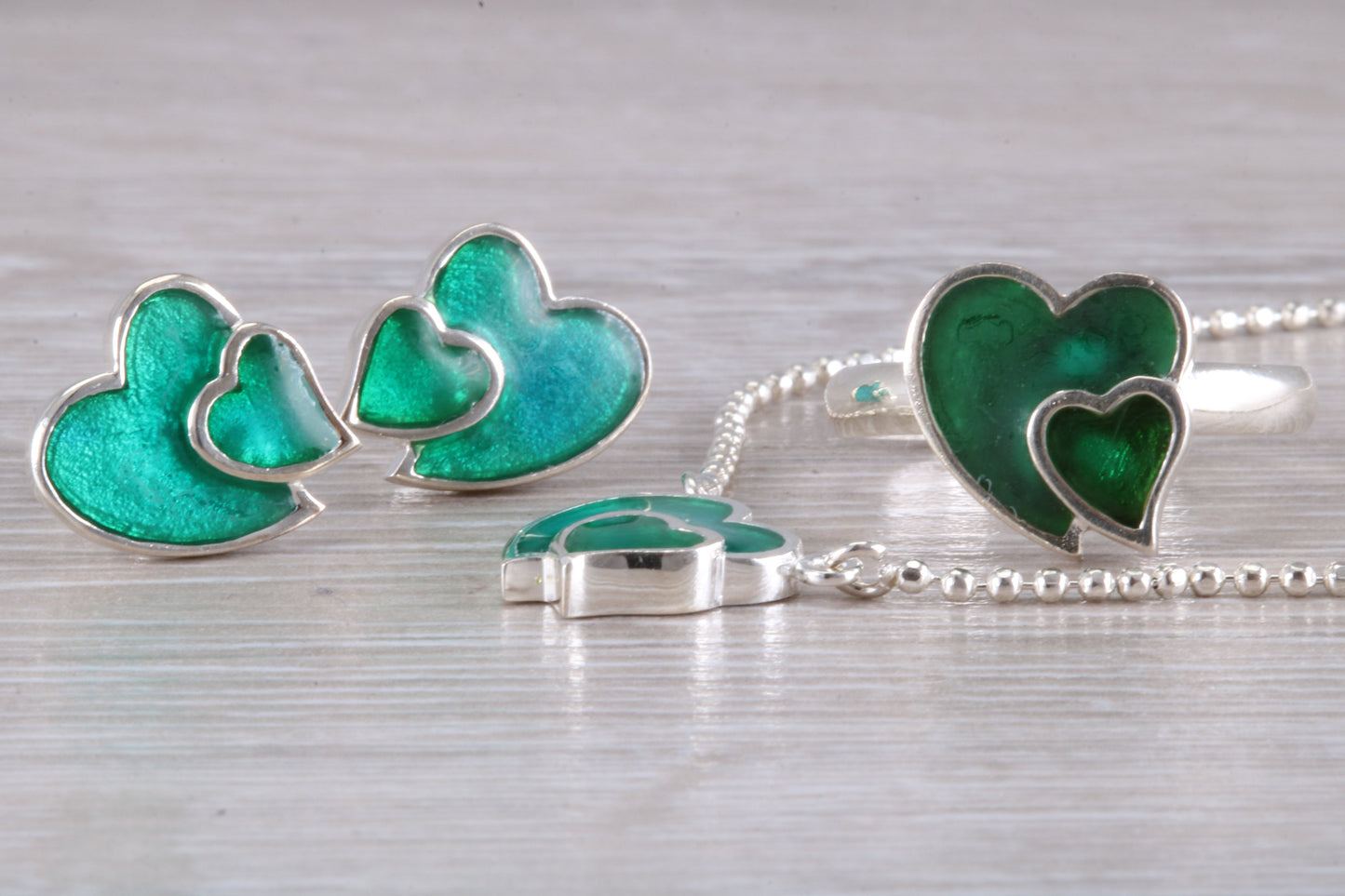 Love heart Matching Ring, Earrings and Necklace