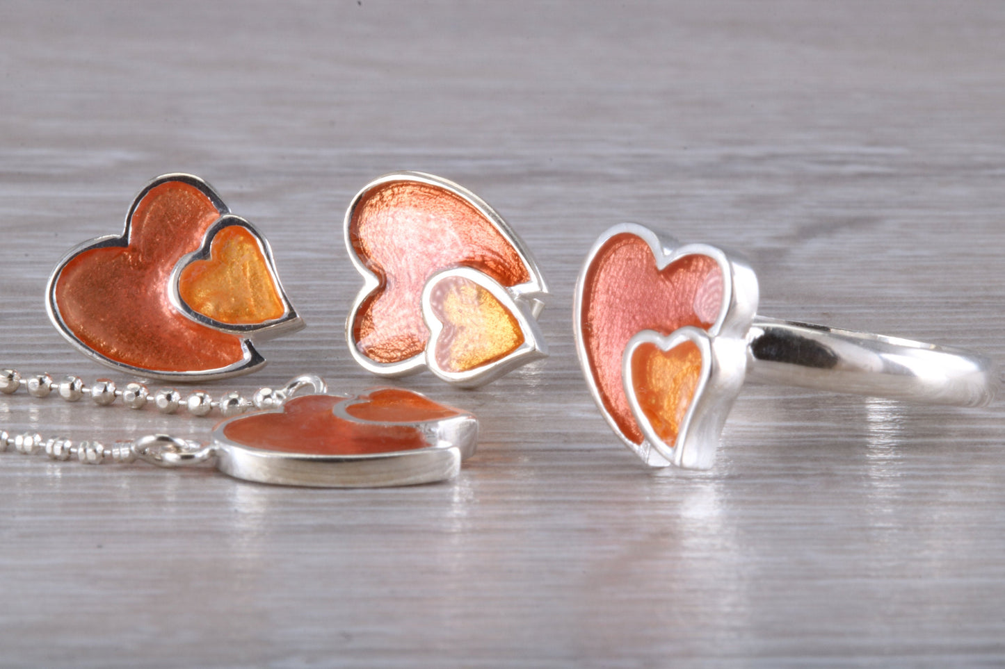 Love Heart Matching Ring, Earrings and Necklace