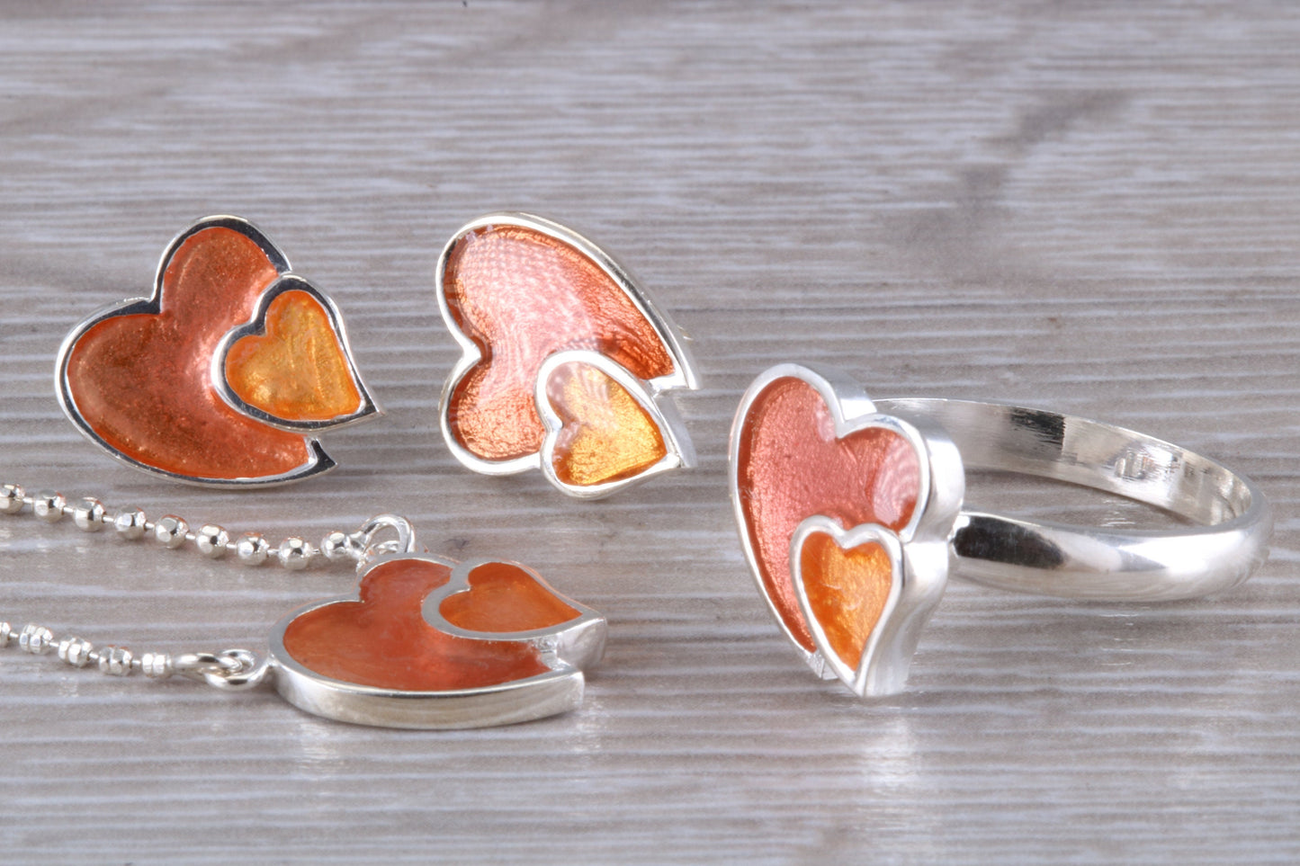 Love Heart Matching Ring, Earrings and Necklace
