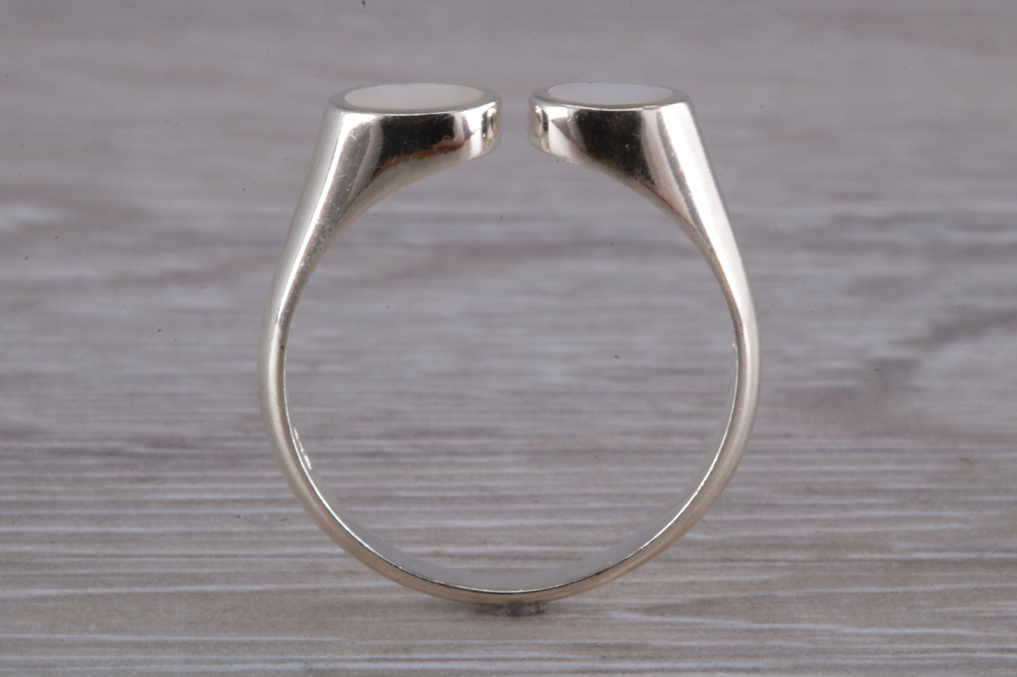 Silver Mother of Pearl open ended ring, sterling silver with mother of pearl inlay, suitable for all age groups, very unusual design