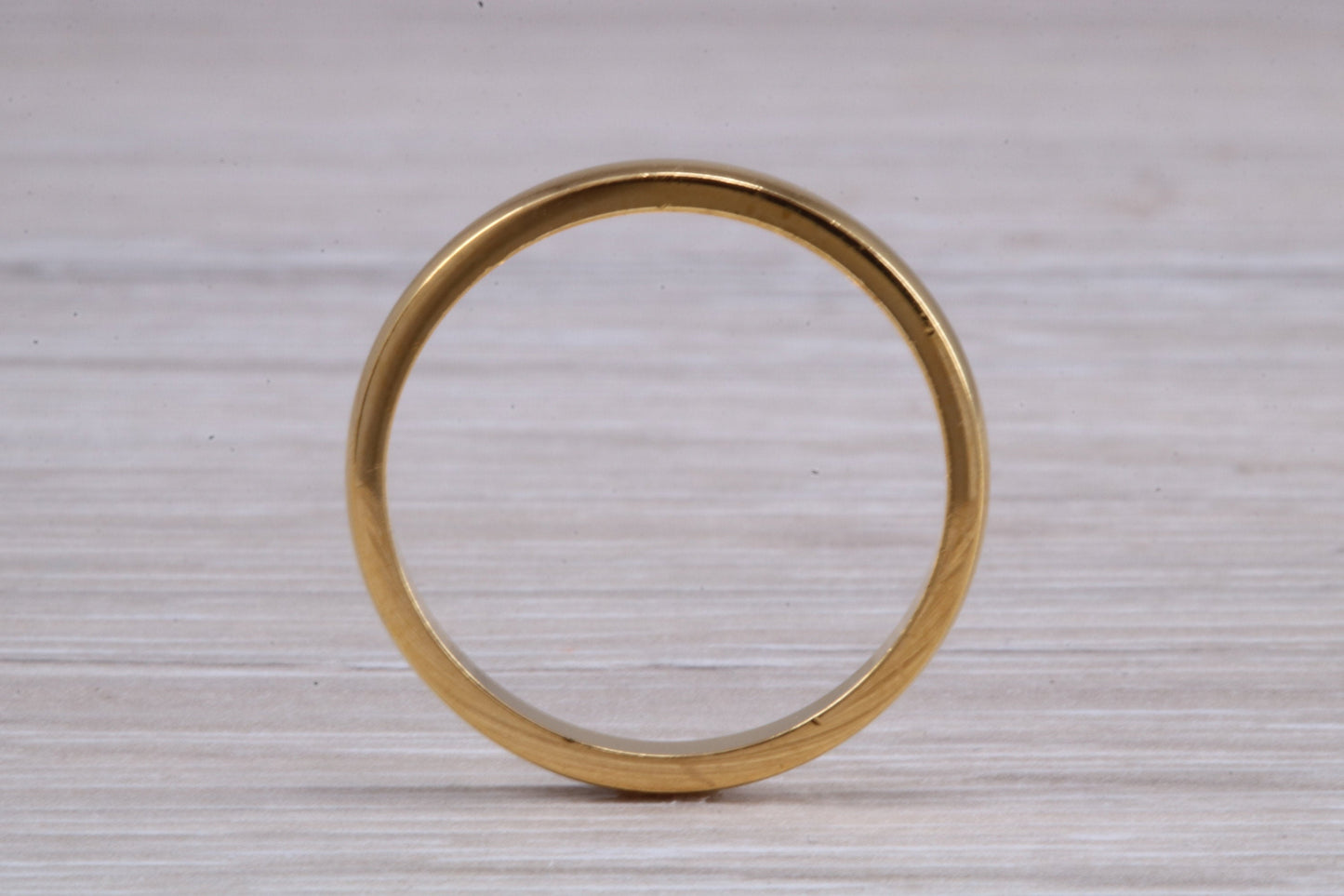 3 mm court profile Silver band with 18ct yellow Gold hard plating, looks just like a gold band for a fraction of the cost