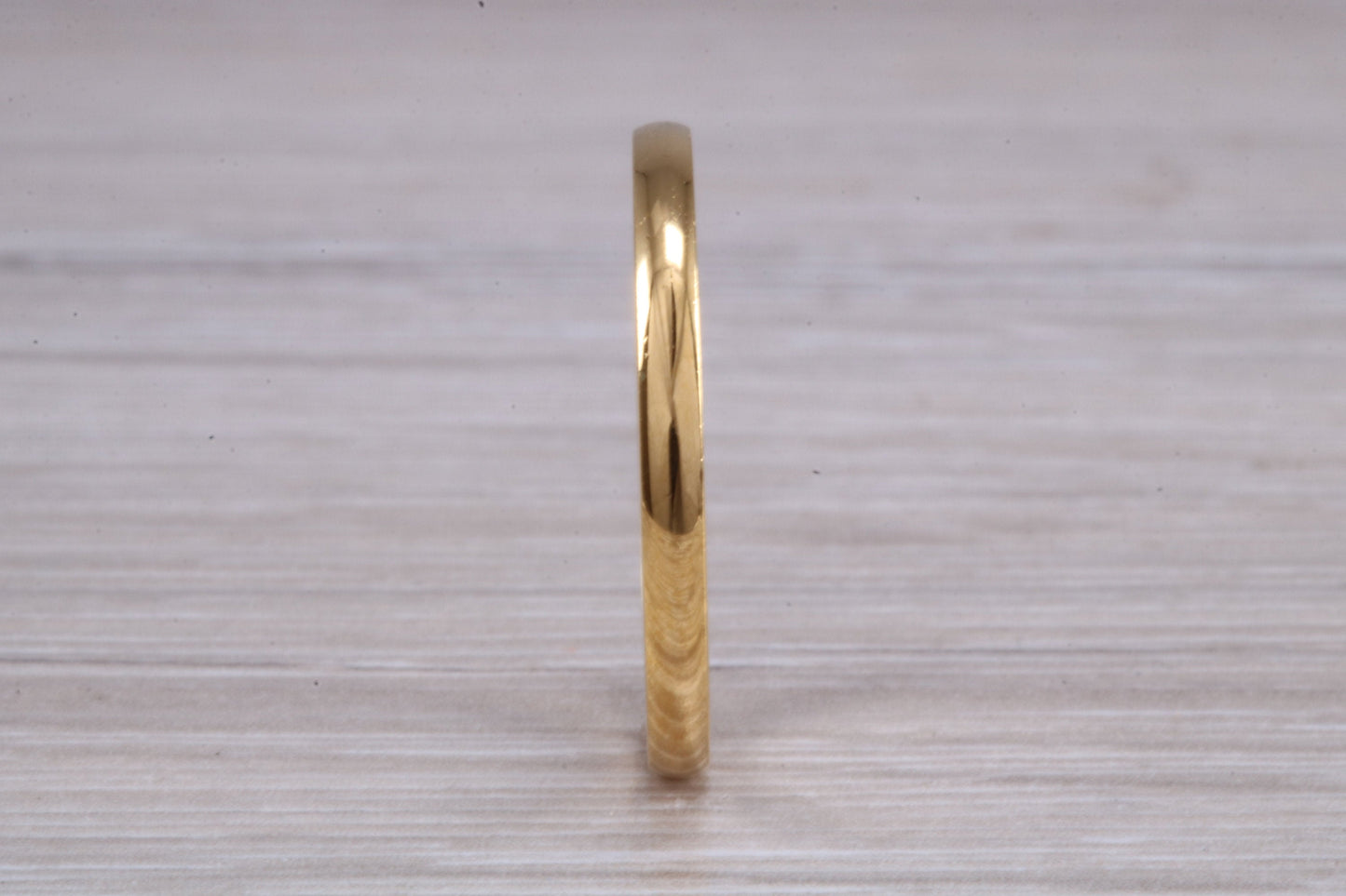 3 mm court profile Silver band with 18ct yellow Gold hard plating, looks just like a gold band for a fraction of the cost