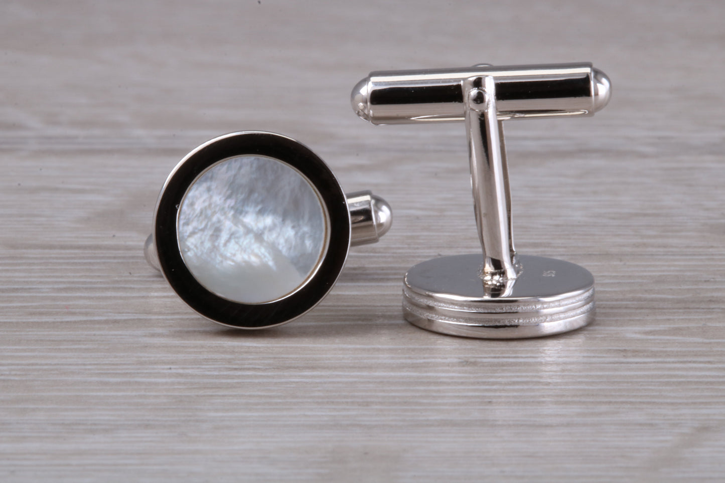 Silver Mother of Pearl set Round Cufflinks