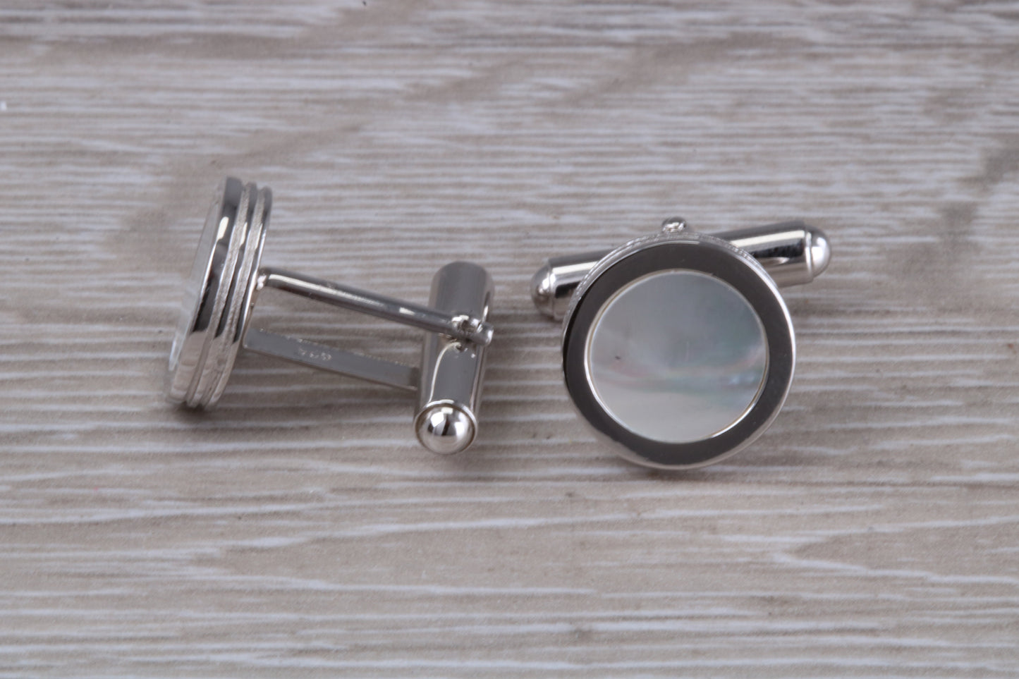 Silver Mother of Pearl set Round Cufflinks