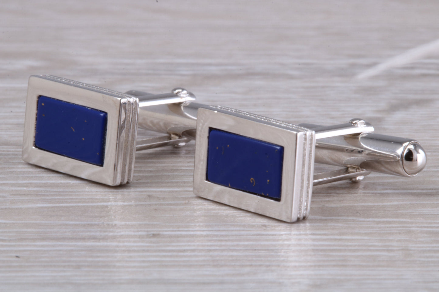 Lapis Lazuli set Silver Rectangular Cufflinks
