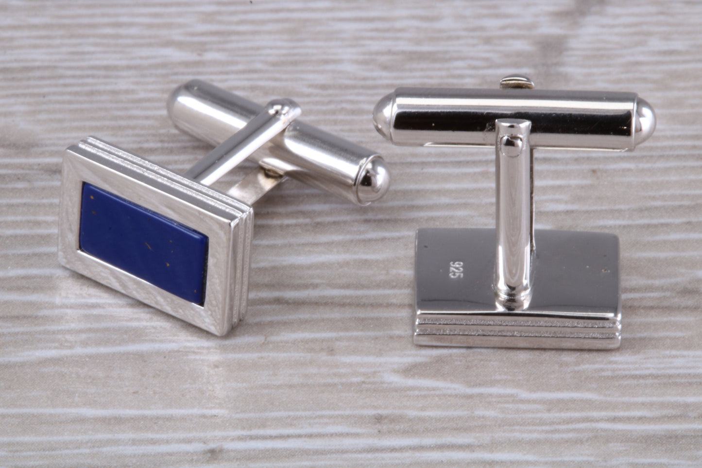 Lapis Lazuli set Silver Rectangular Cufflinks