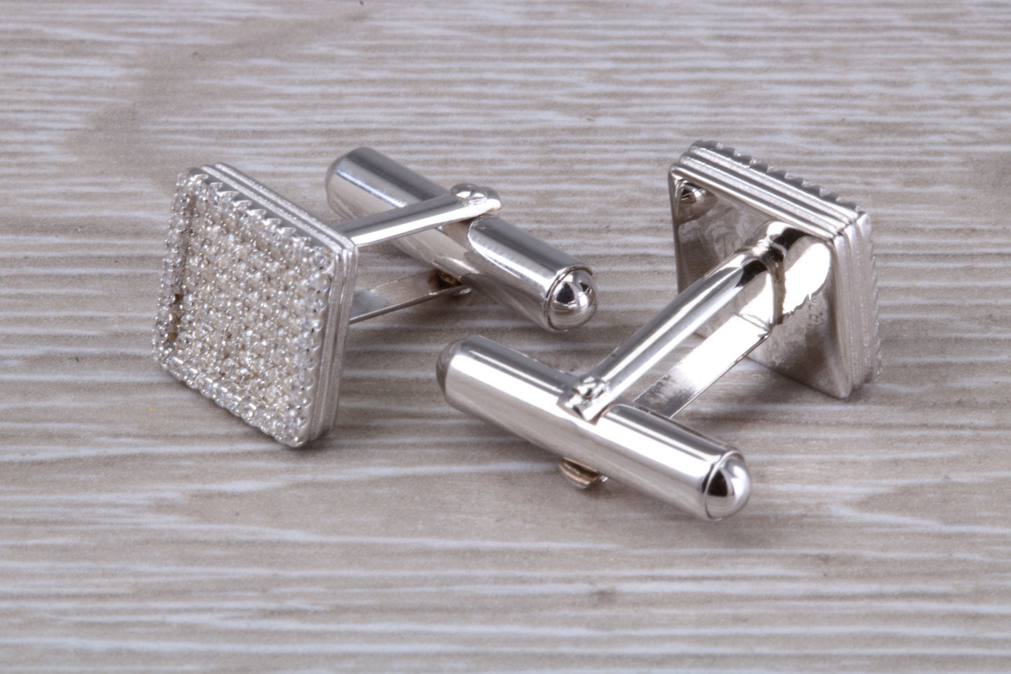 Silver Square Zirconia Set Cufflinks