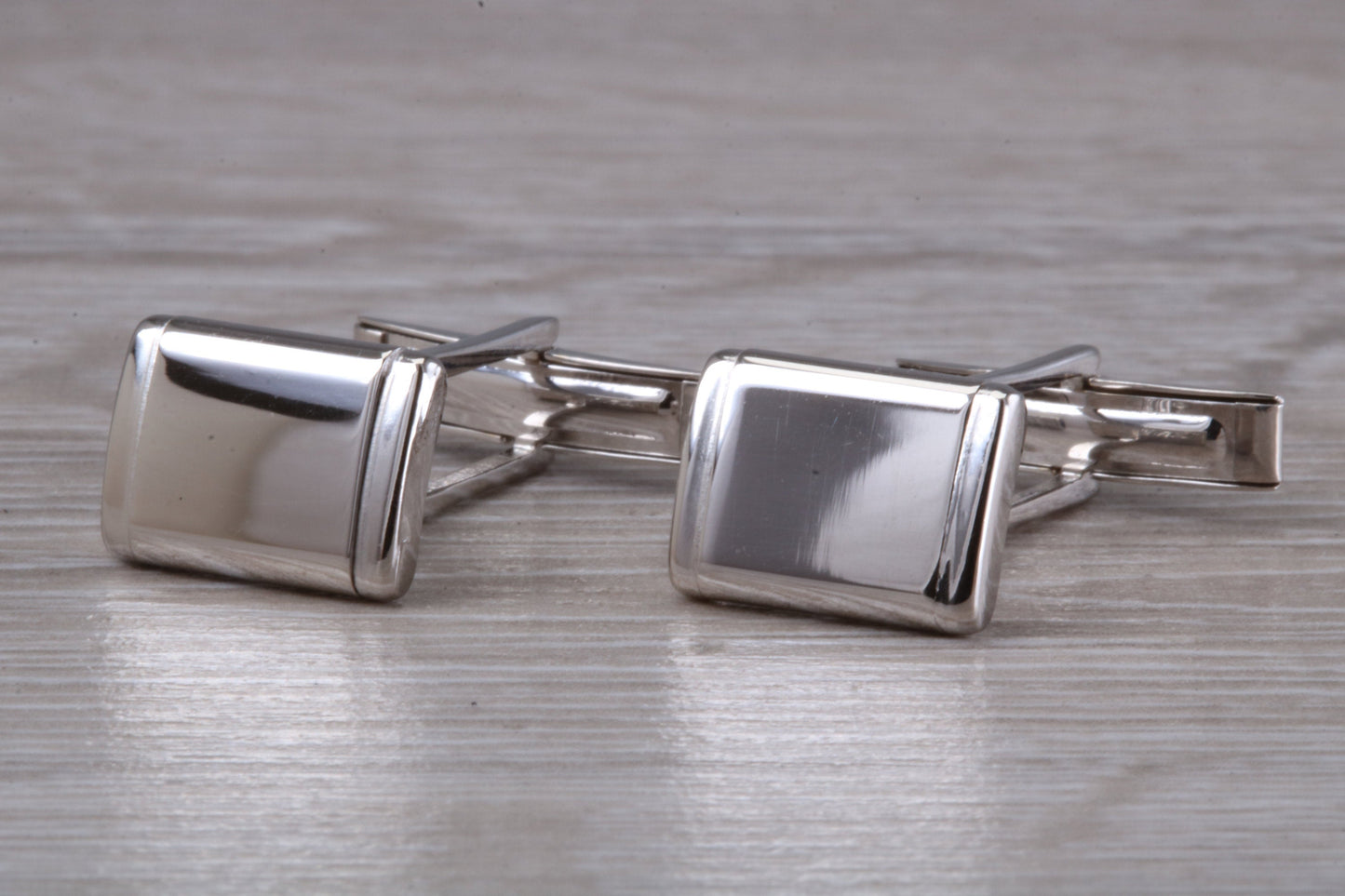 Silver Rectangular Cuff Links - Polished finish