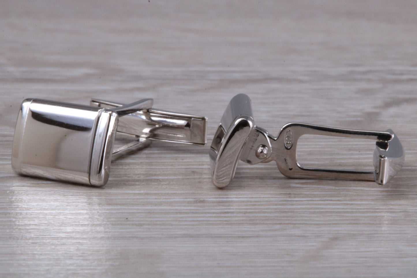 Silver Rectangular Cuff Links - Polished finish