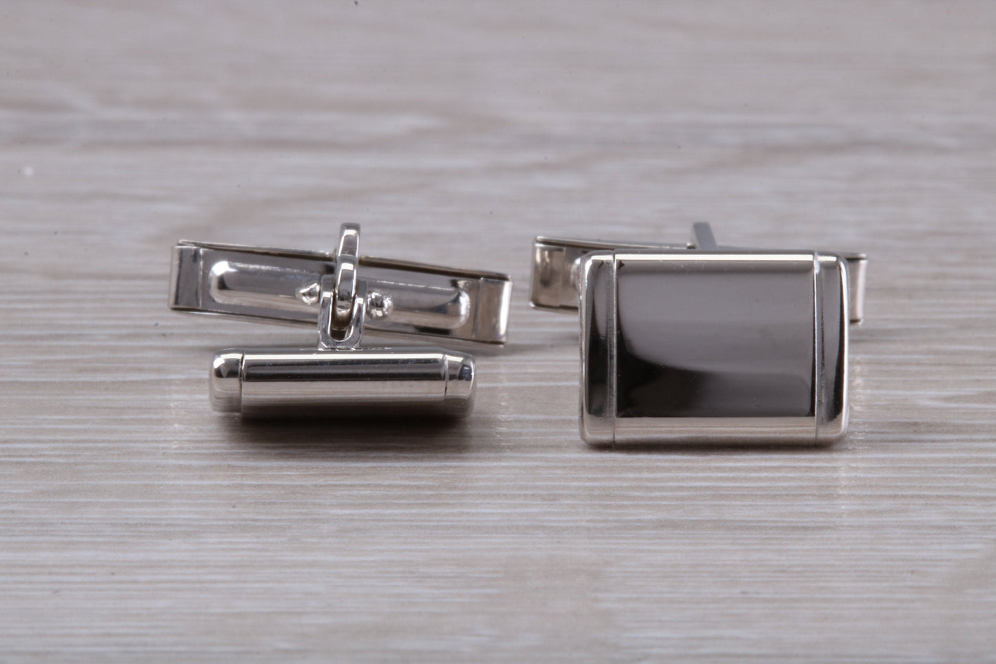 Silver Rectangular Cuff Links - Polished finish