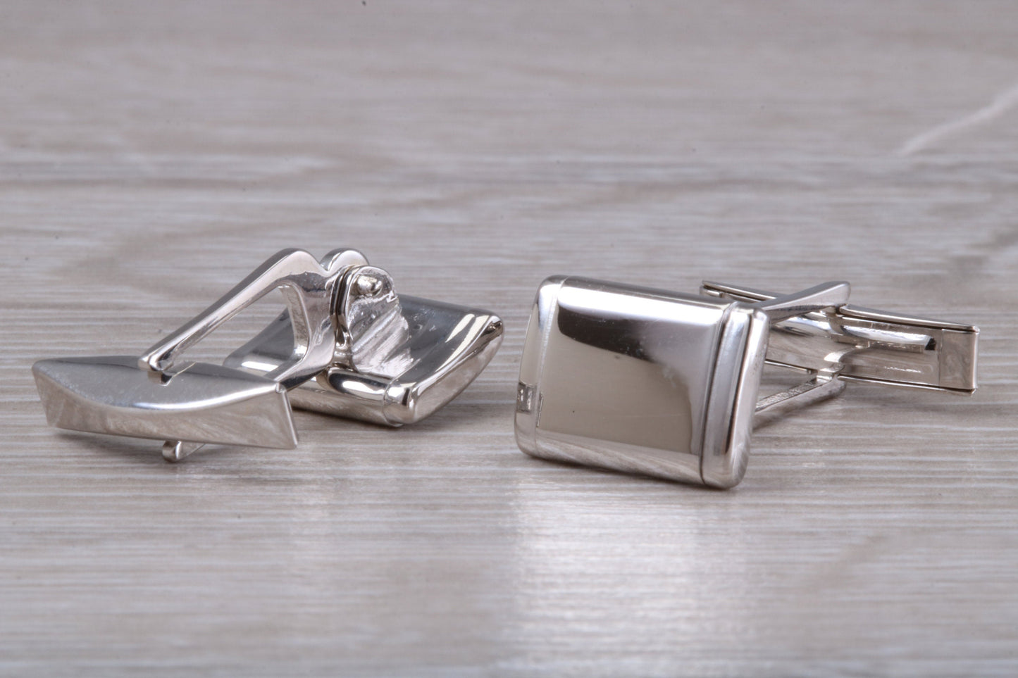 Silver Rectangular Cuff Links - Polished finish