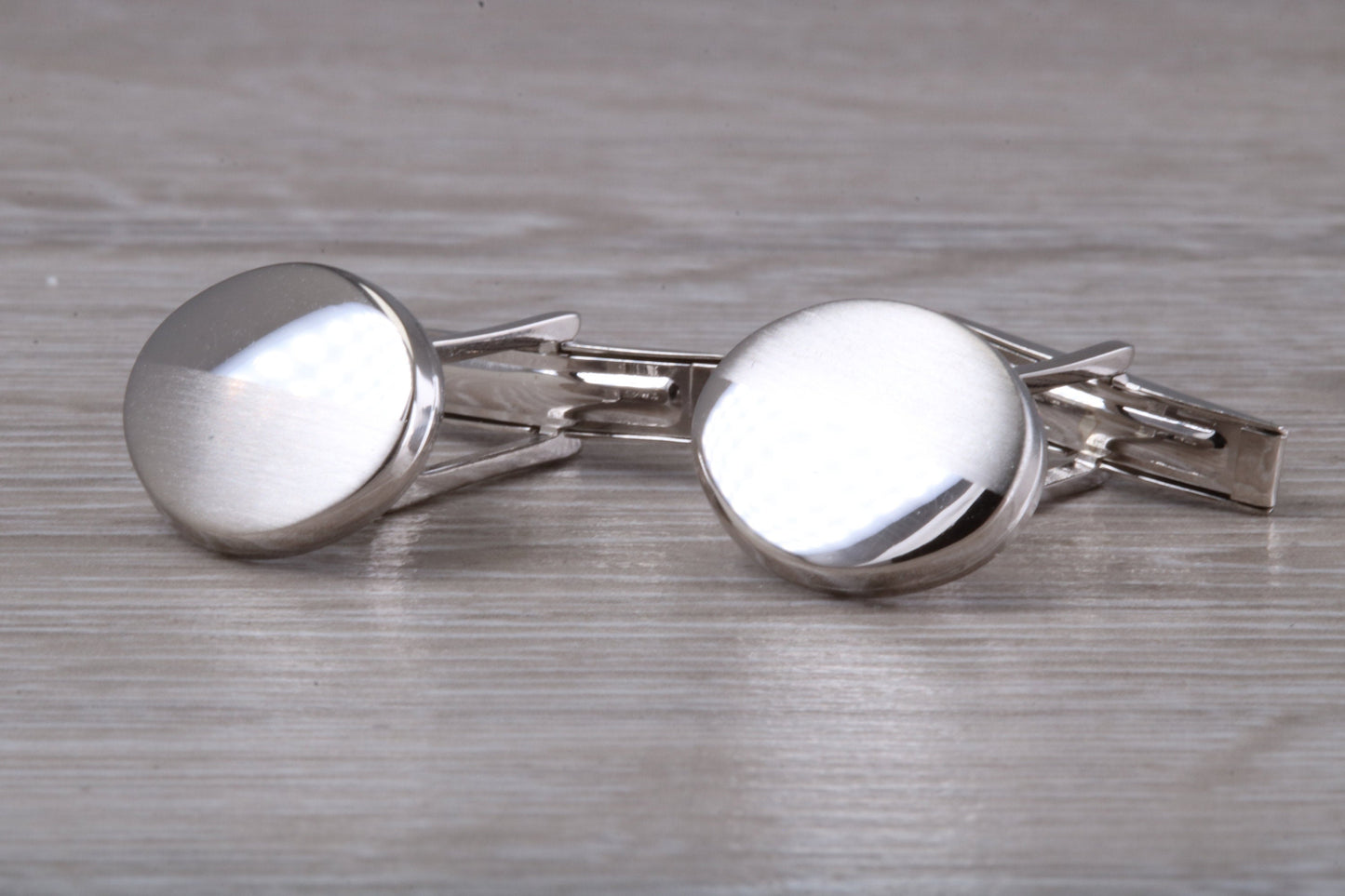 Silver Oval Cufflinks - Half polished and half matt finished