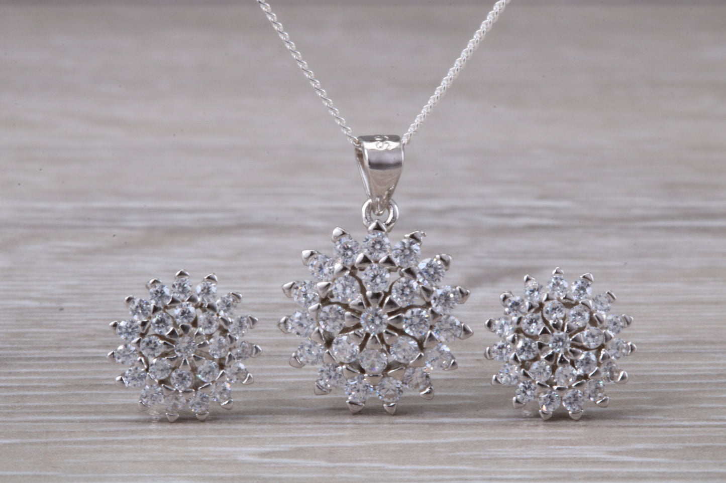Cluster set Matching Earrings and Necklace