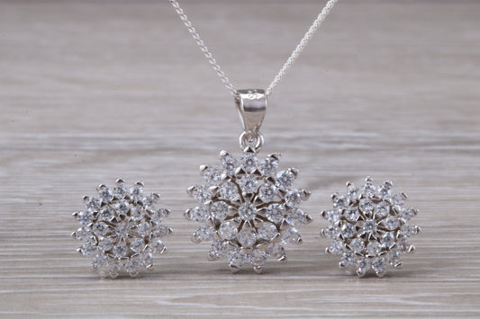 Cluster set Matching Earrings and Necklace