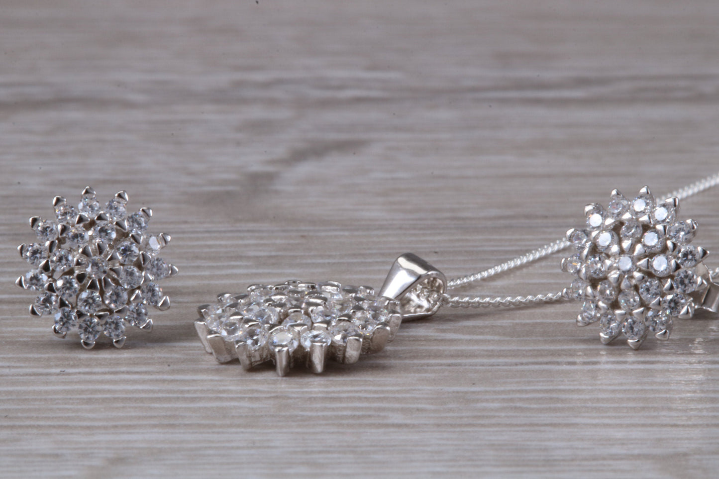 Cluster set Matching Earrings and Necklace