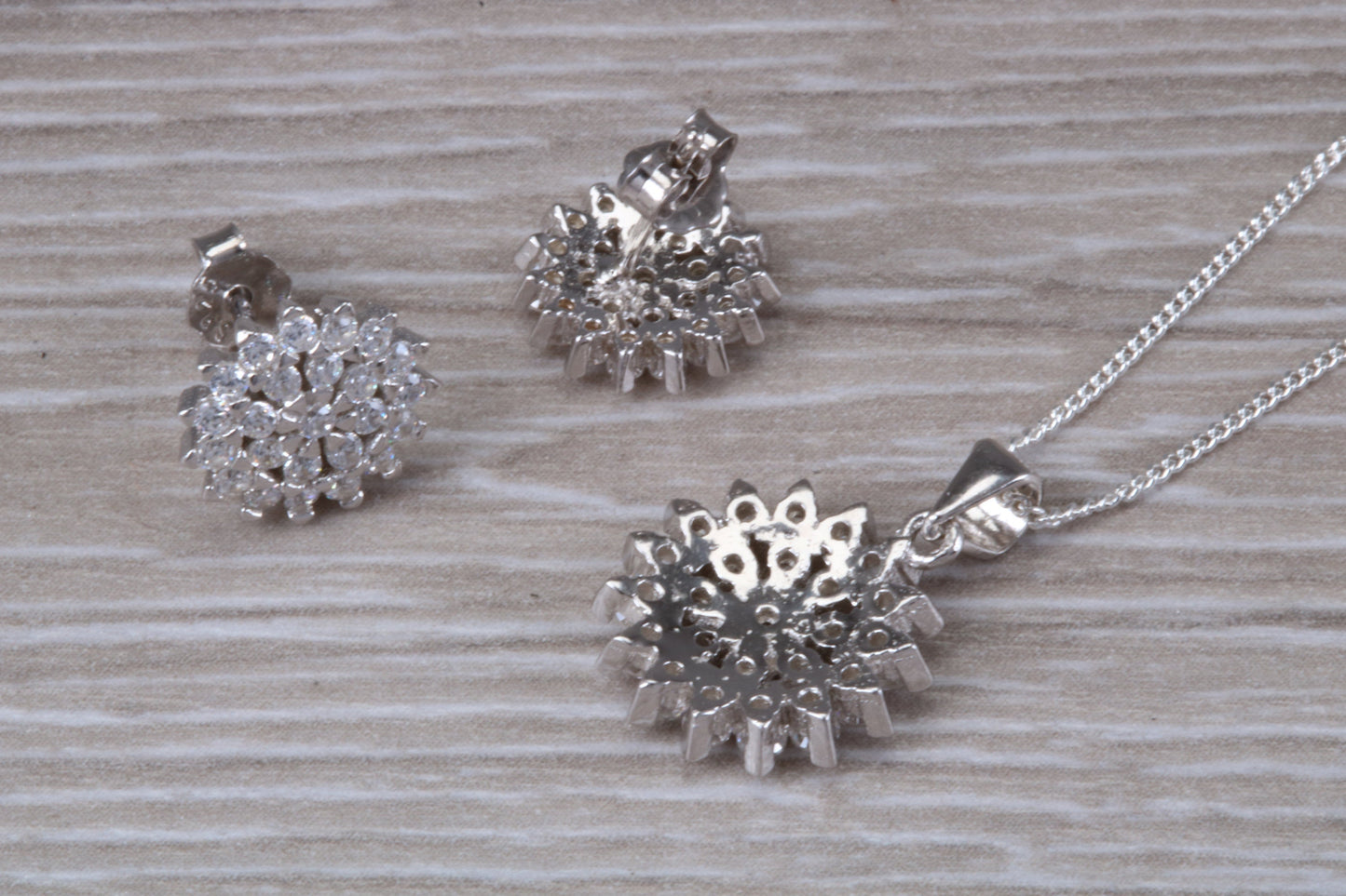 Cluster set Matching Earrings and Necklace