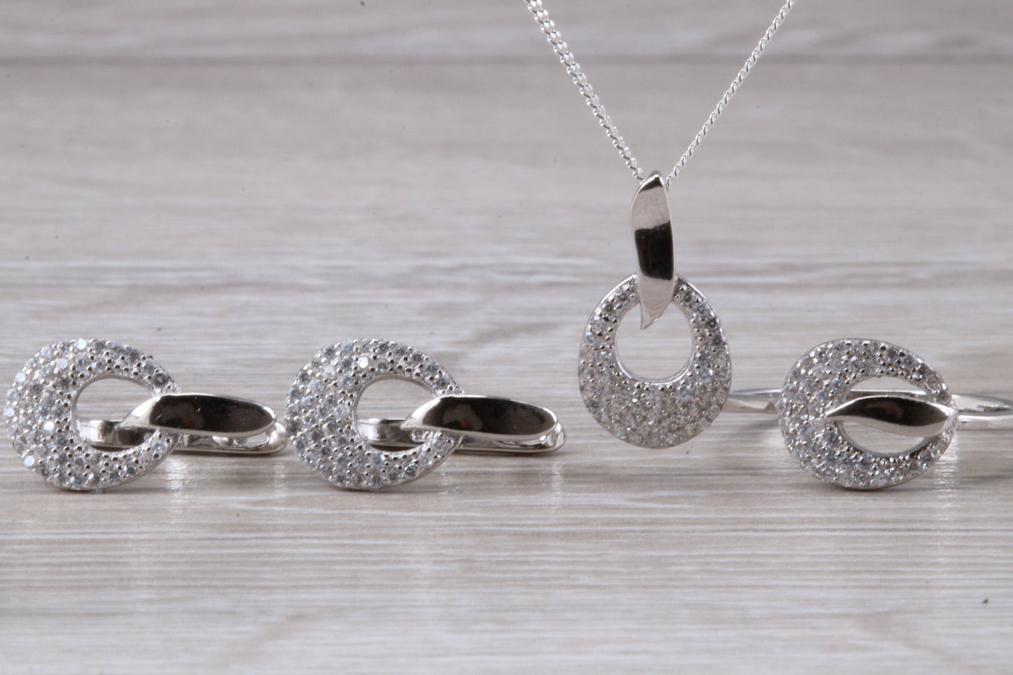 Sterling Silver Matching Earrings, Necklace and Ring