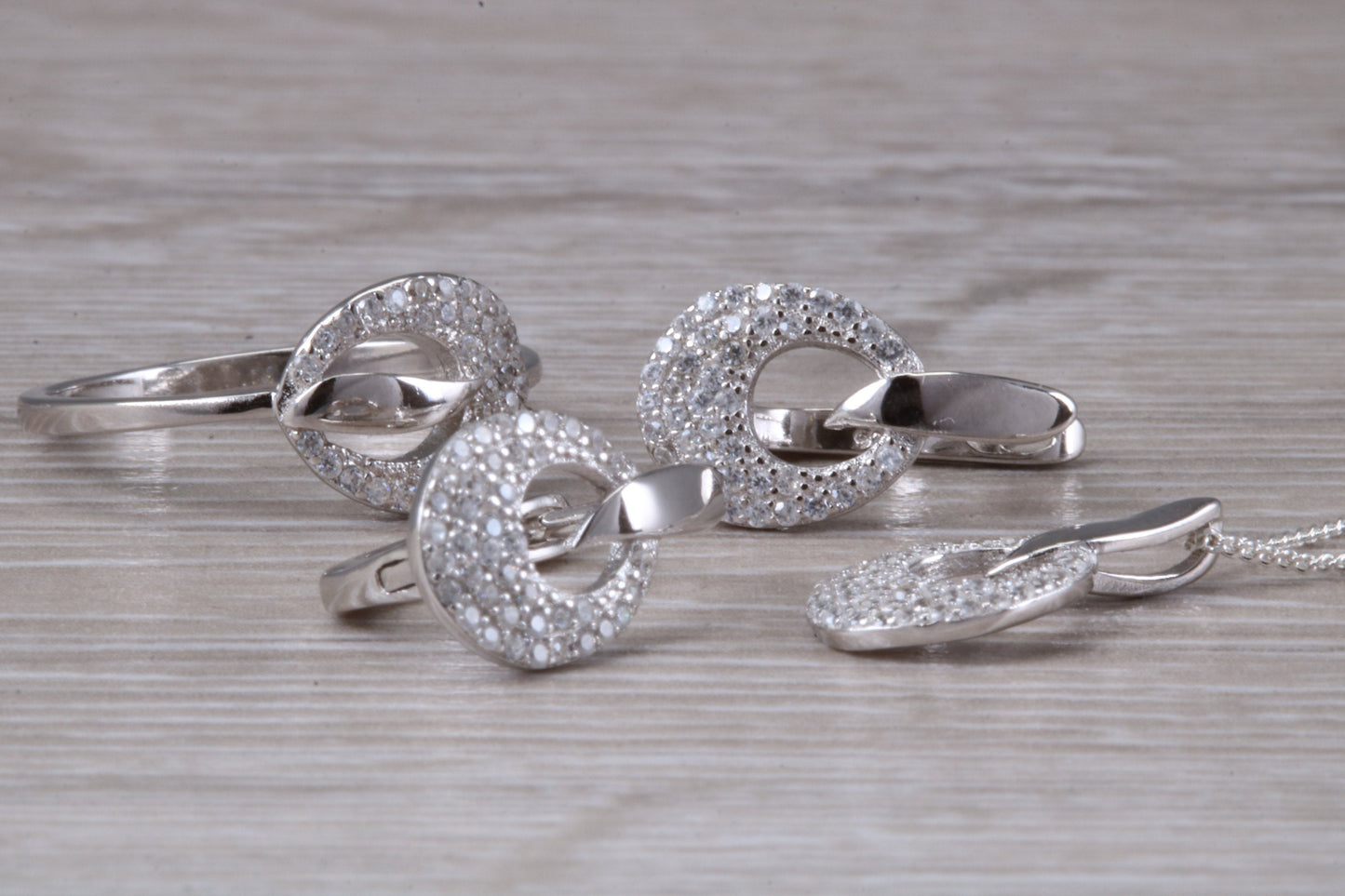 Sterling Silver Matching Earrings, Necklace and Ring