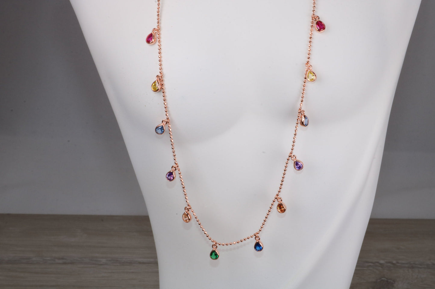 Multi Coloured C Z Necklace set in Sterling Silver