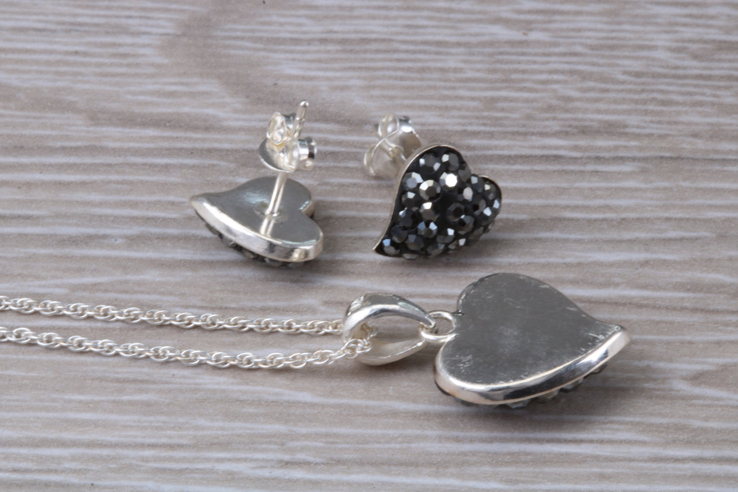 Love heart Stud Earrings with Matching Necklace
