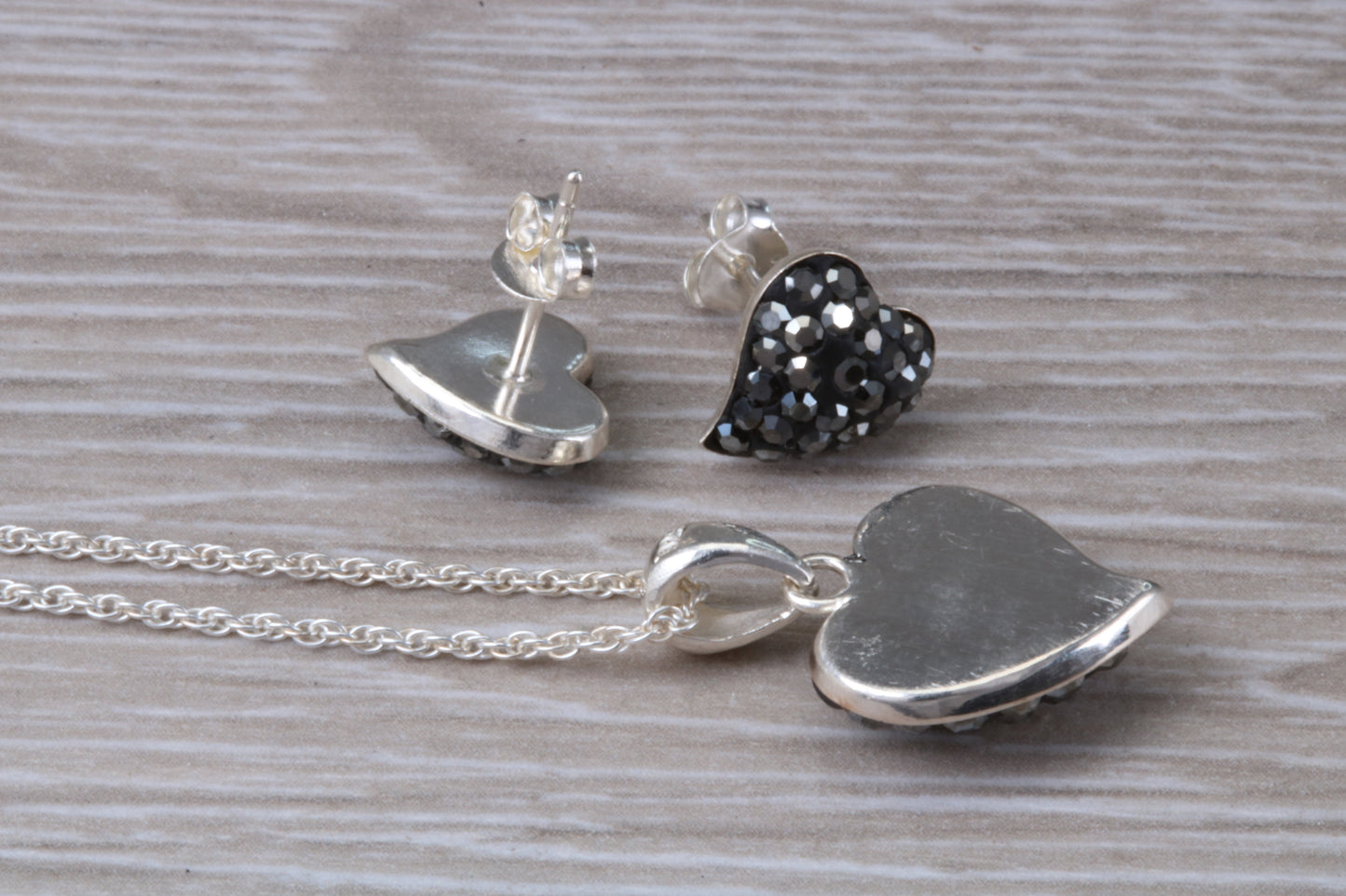 Love heart Stud Earrings with Matching Necklace