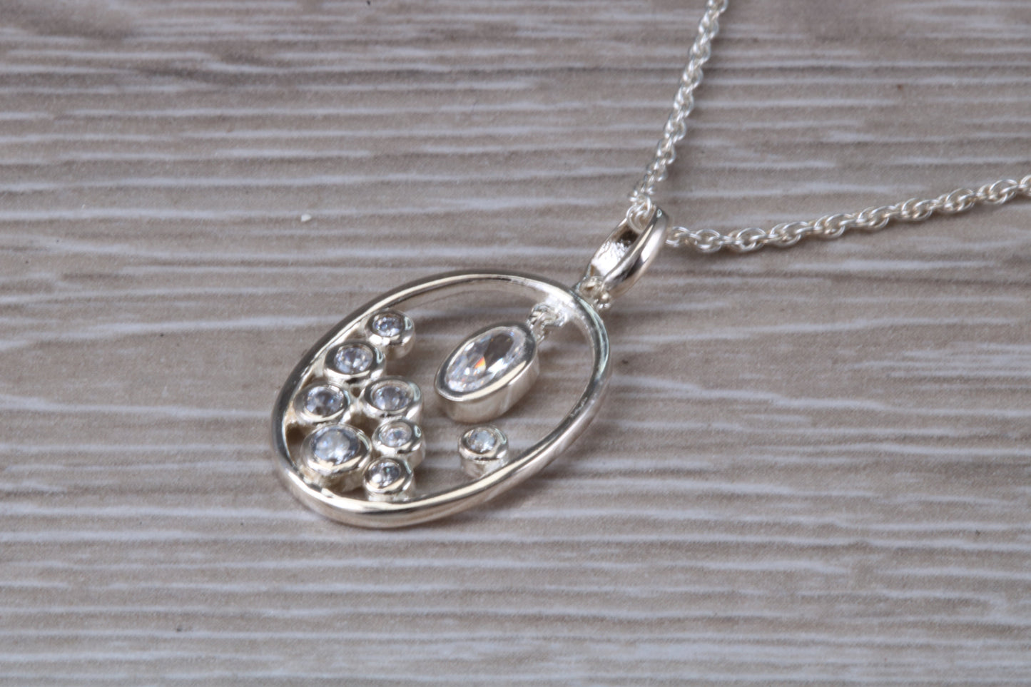 Sterling Silver Dressy C Z set Necklace