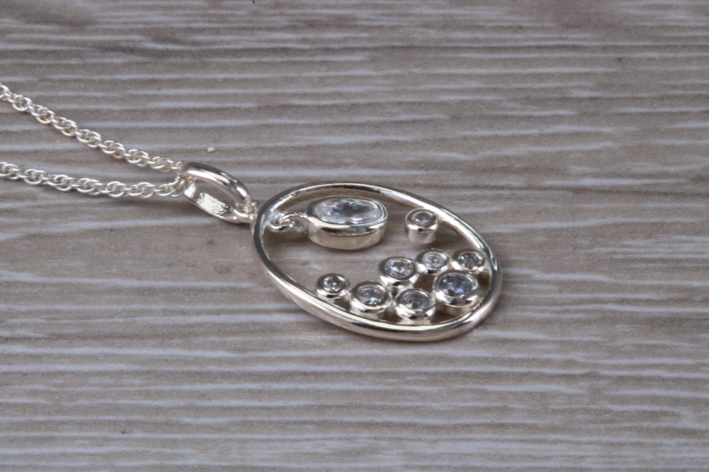 Sterling Silver Dressy C Z set Necklace