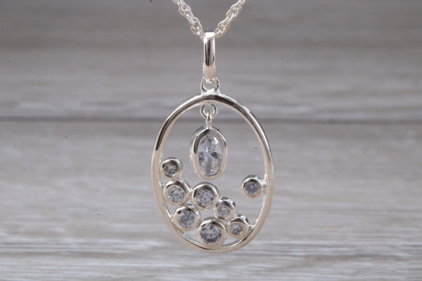 Sterling Silver Dressy C Z set Necklace