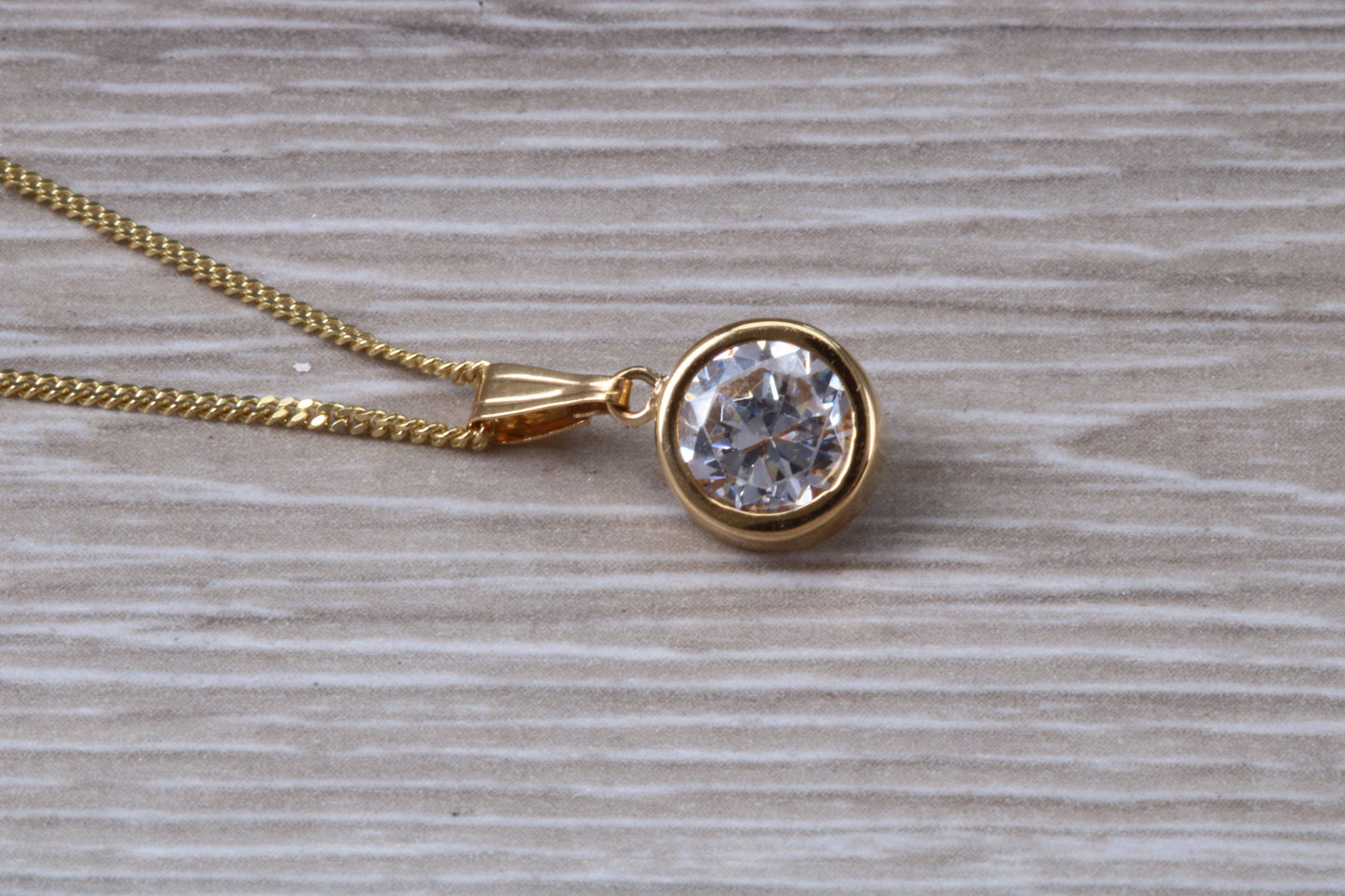 9ct Gold C Z set Solitaire Necklace