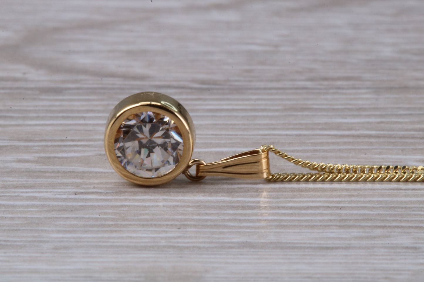 9ct Gold C Z set Solitaire Necklace