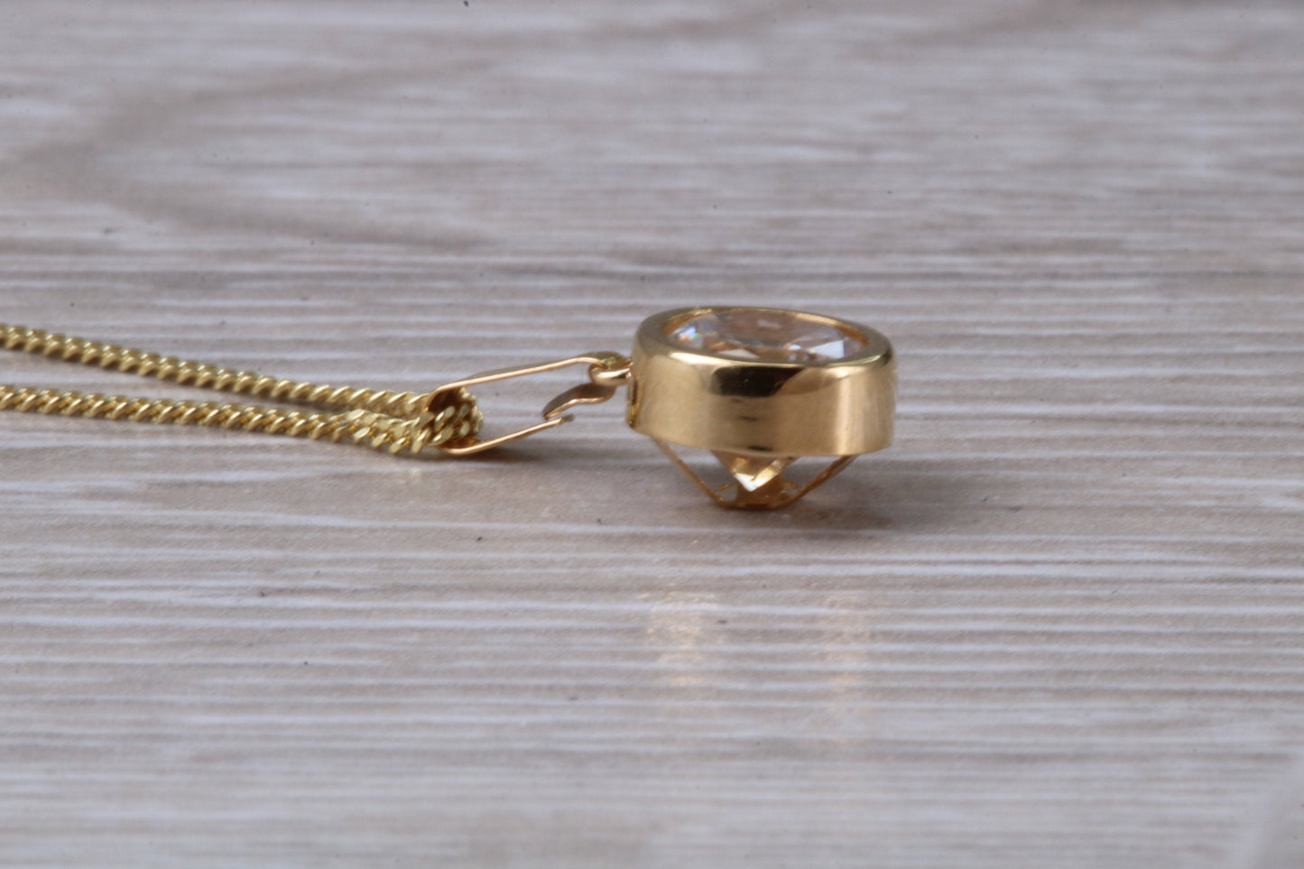 9ct Gold C Z set Solitaire Necklace