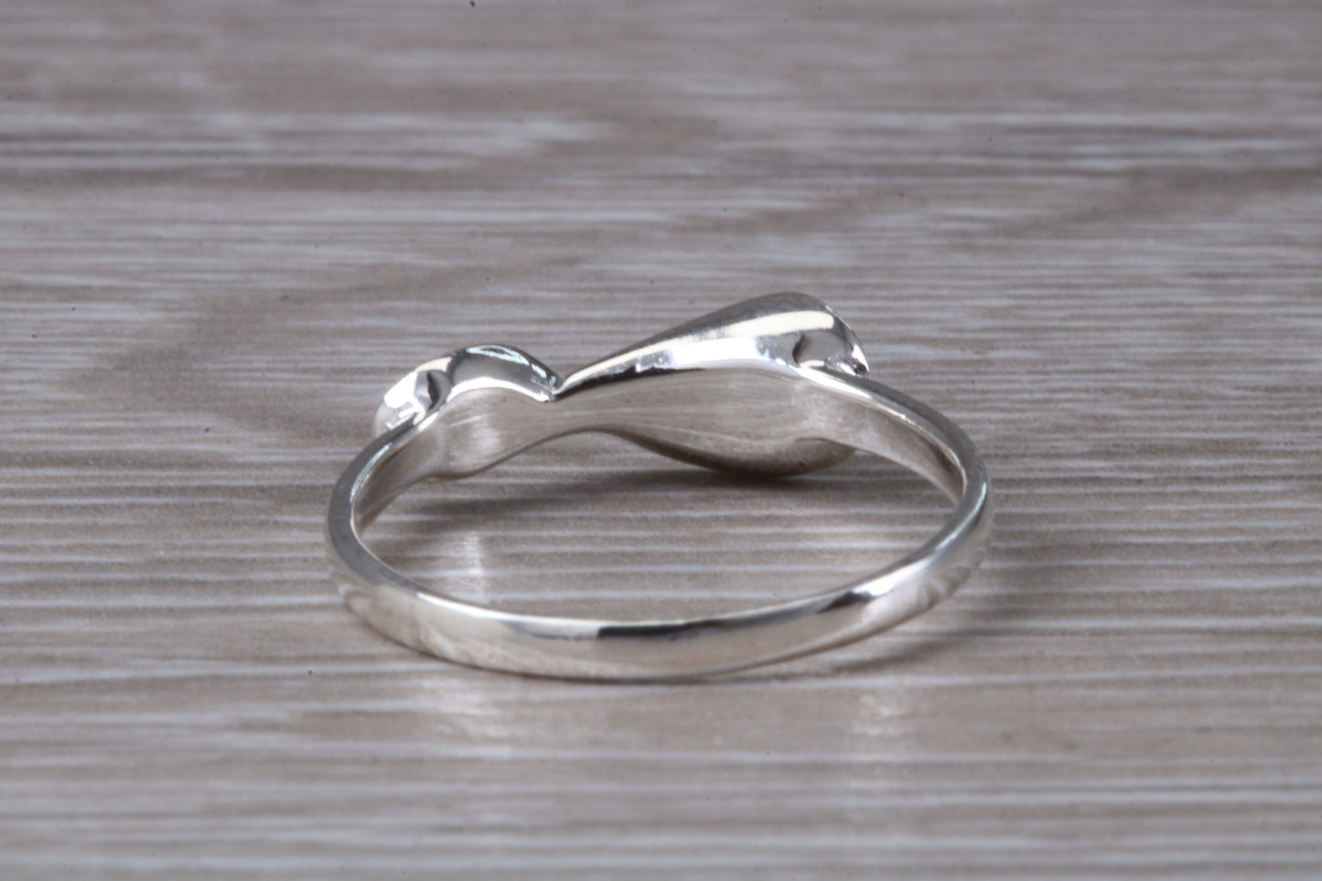Scroll design ring, solid silver with high polished finish, very dainty and suitable for all ages