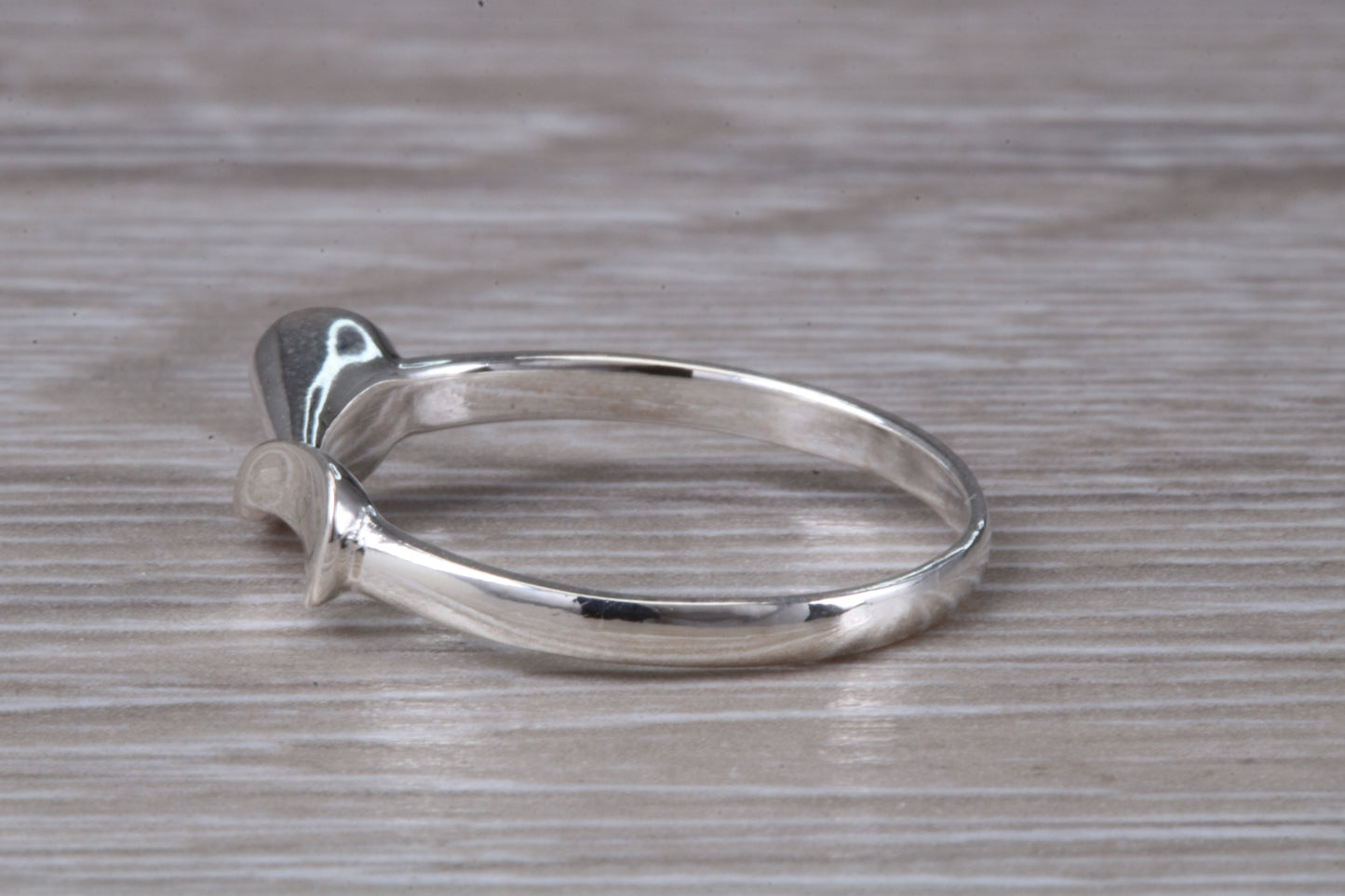 Scroll design ring, solid silver with high polished finish, very dainty and suitable for all ages