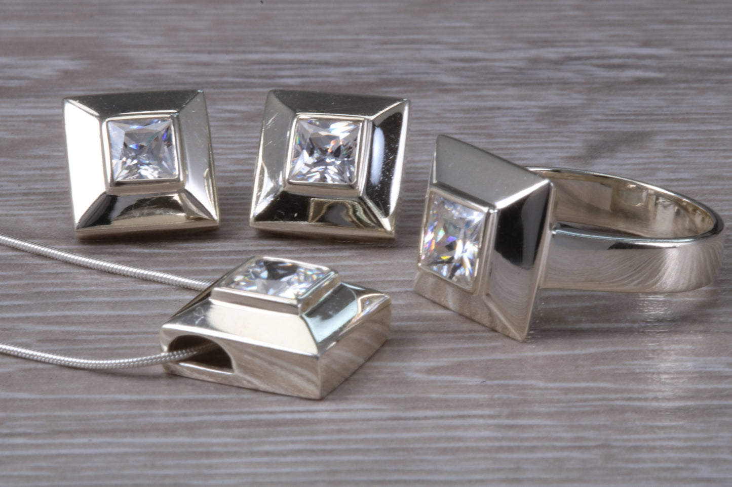 Real White Topaz Ring, Earrings and Necklace