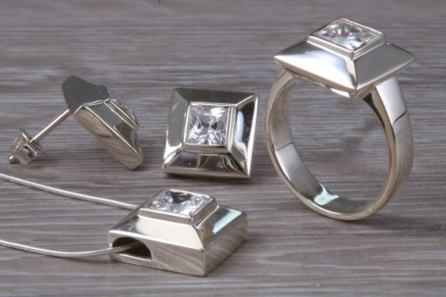 Real White Topaz Ring, Earrings and Necklace