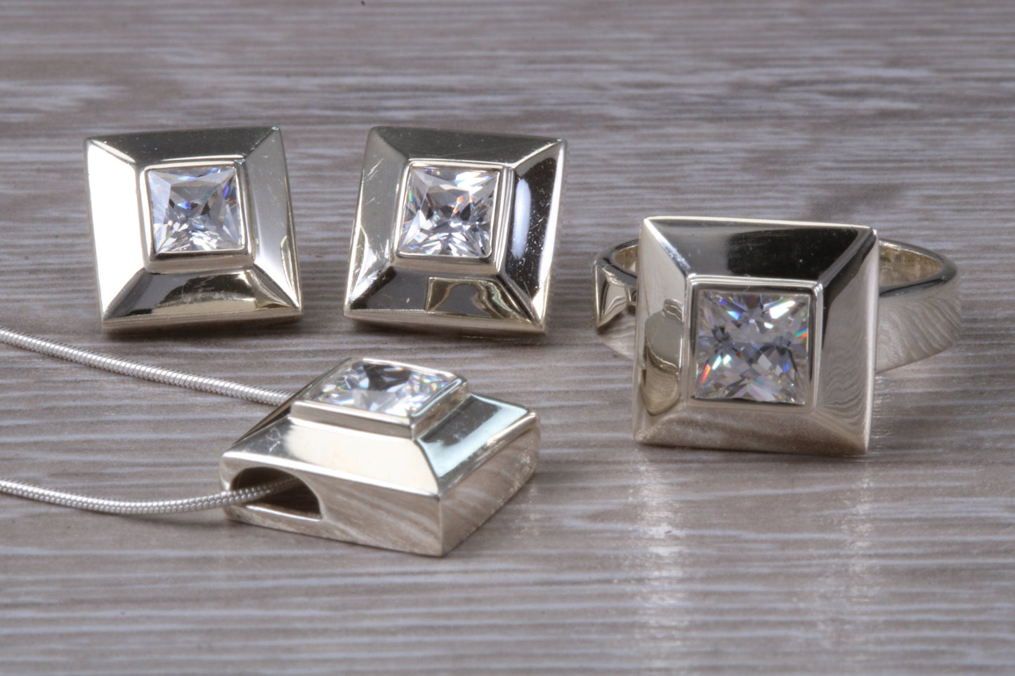 Real White Topaz Ring, Earrings and Necklace