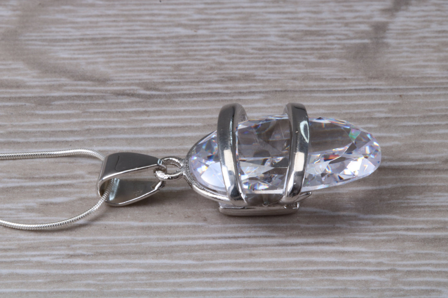 Stunning Large C Z set Silver Necklace