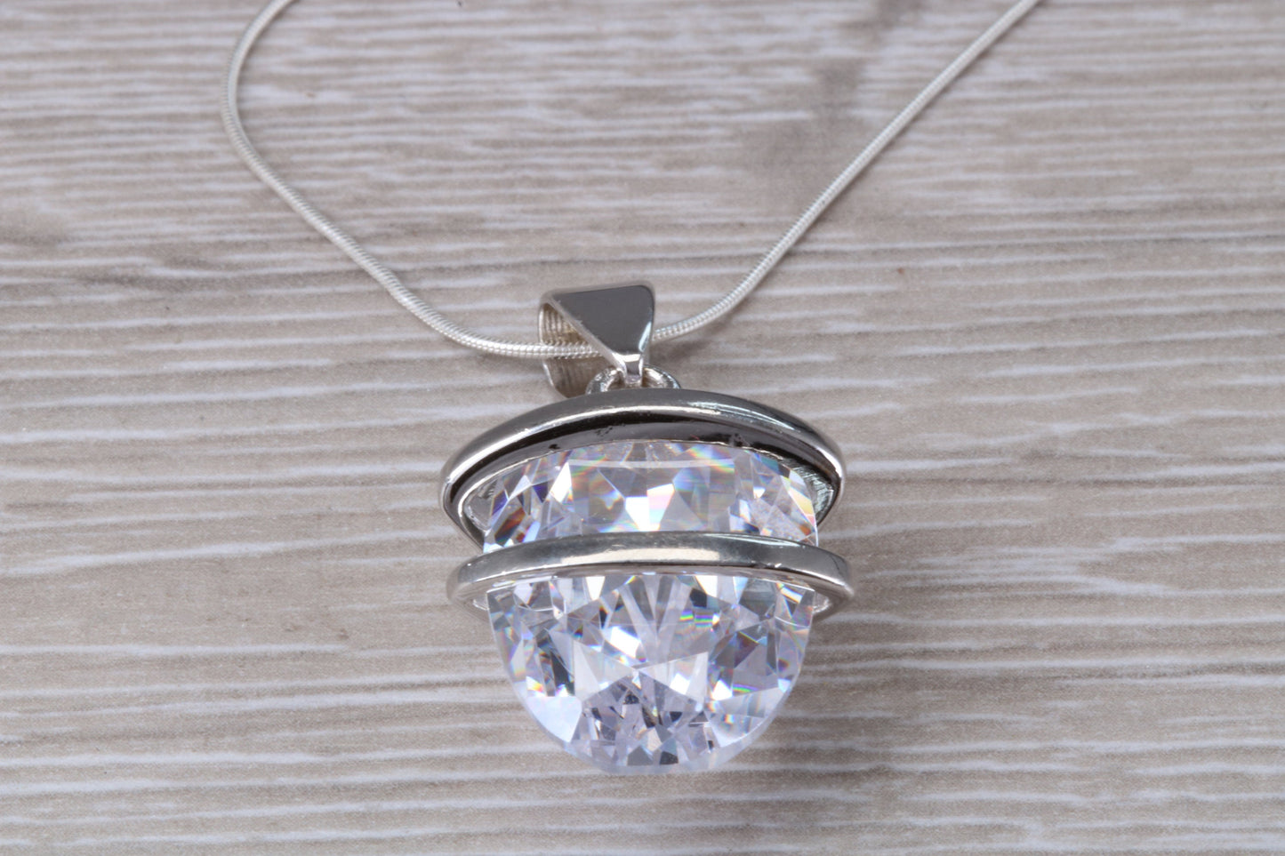 Stunning Large C Z set Silver Necklace