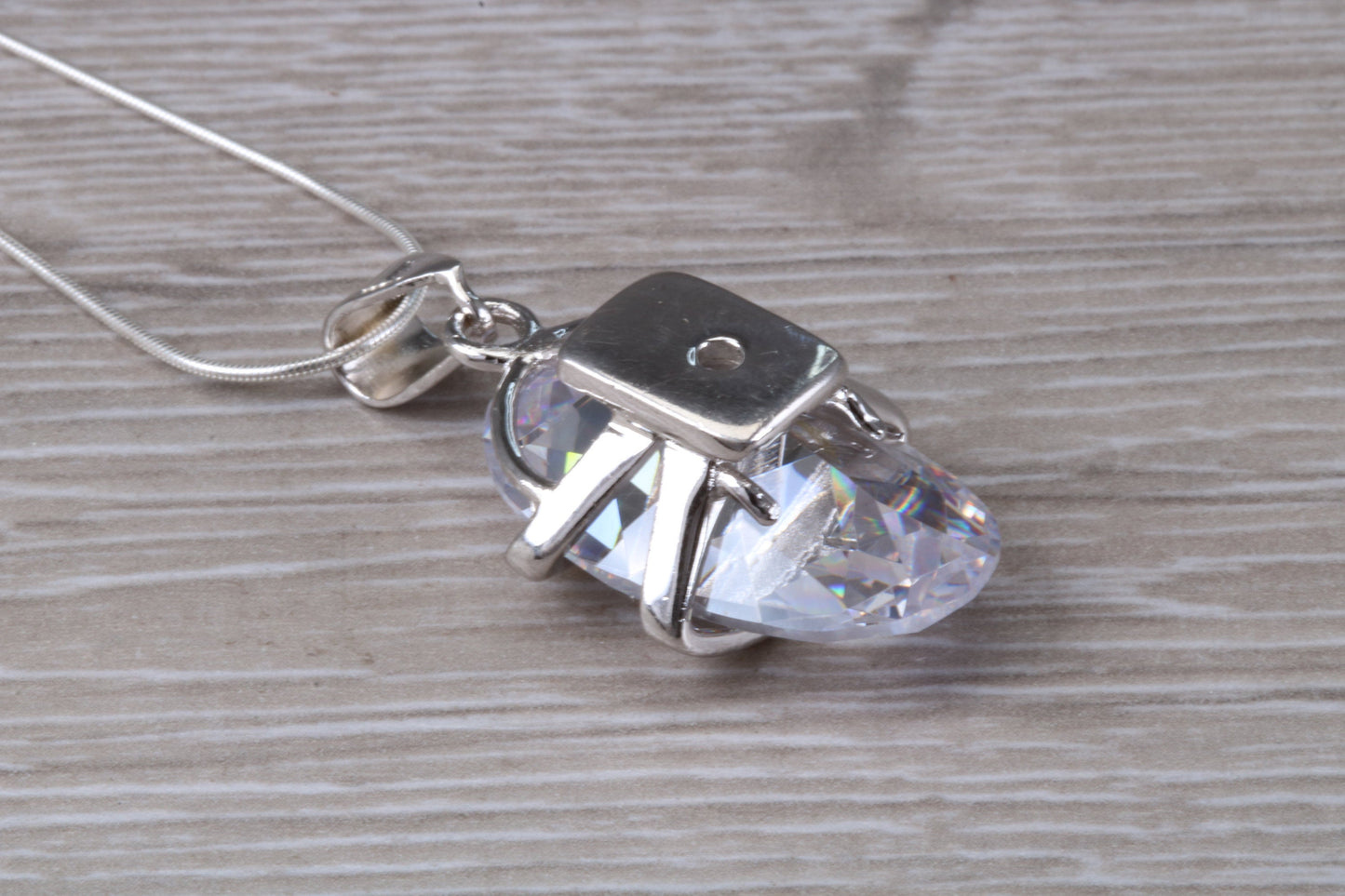 Stunning Large C Z set Silver Necklace