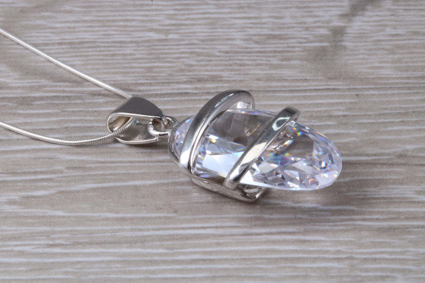 Stunning Large C Z set Silver Necklace