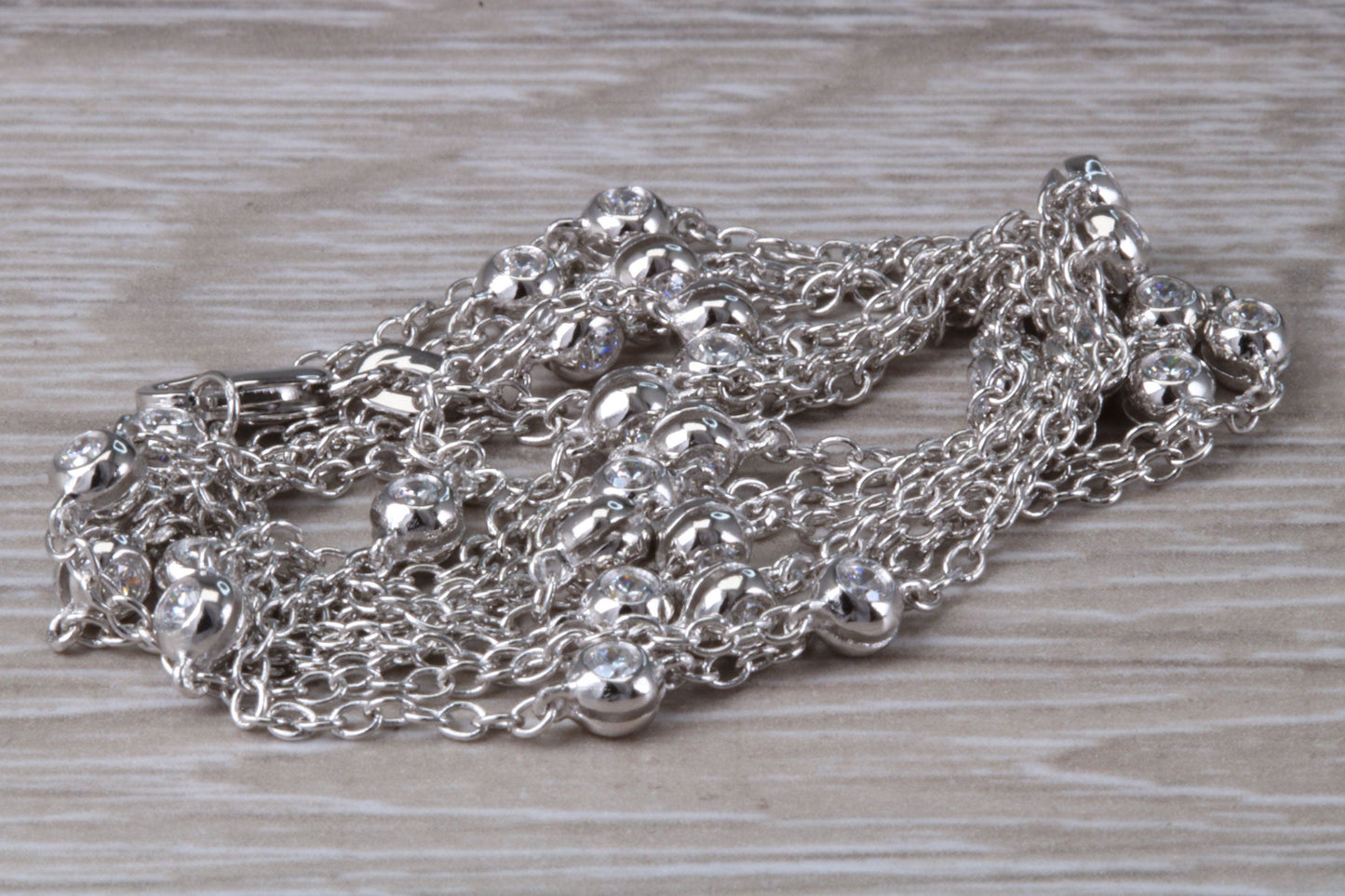 Diamond Look 42 inch Long Chain, Made From Sterling Silver