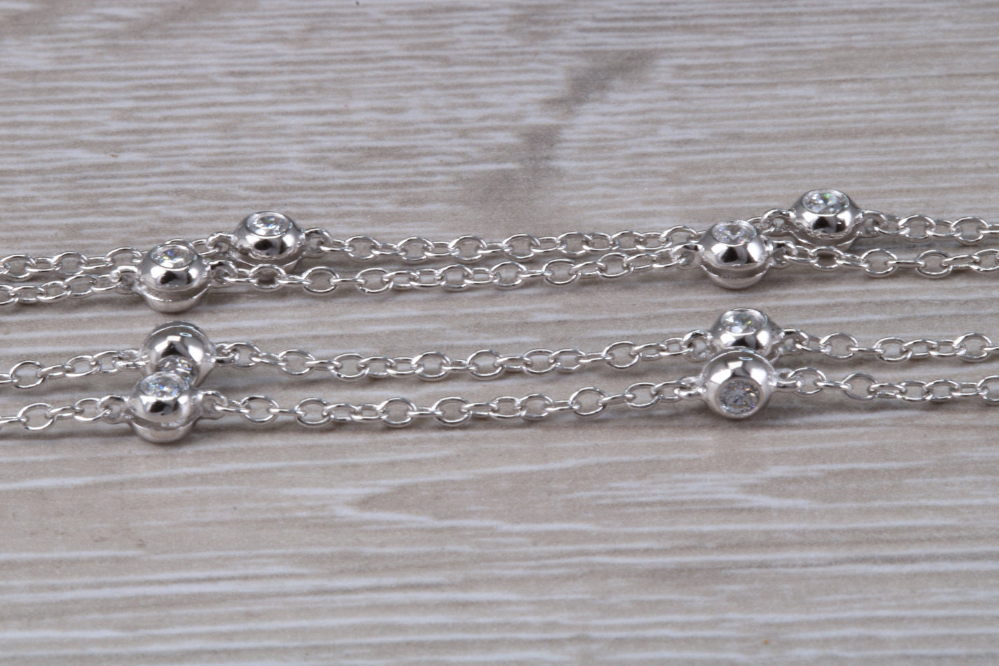 Diamond Look 42 inch Long Chain, Made From Sterling Silver