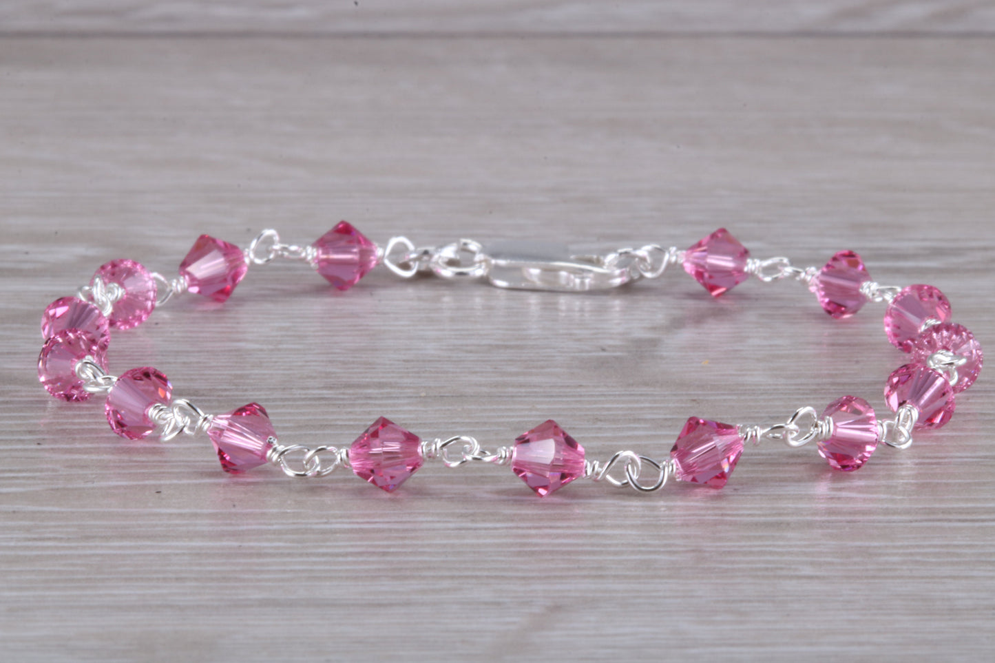 Sterling Silver Pink Sapphire Look Bracelet