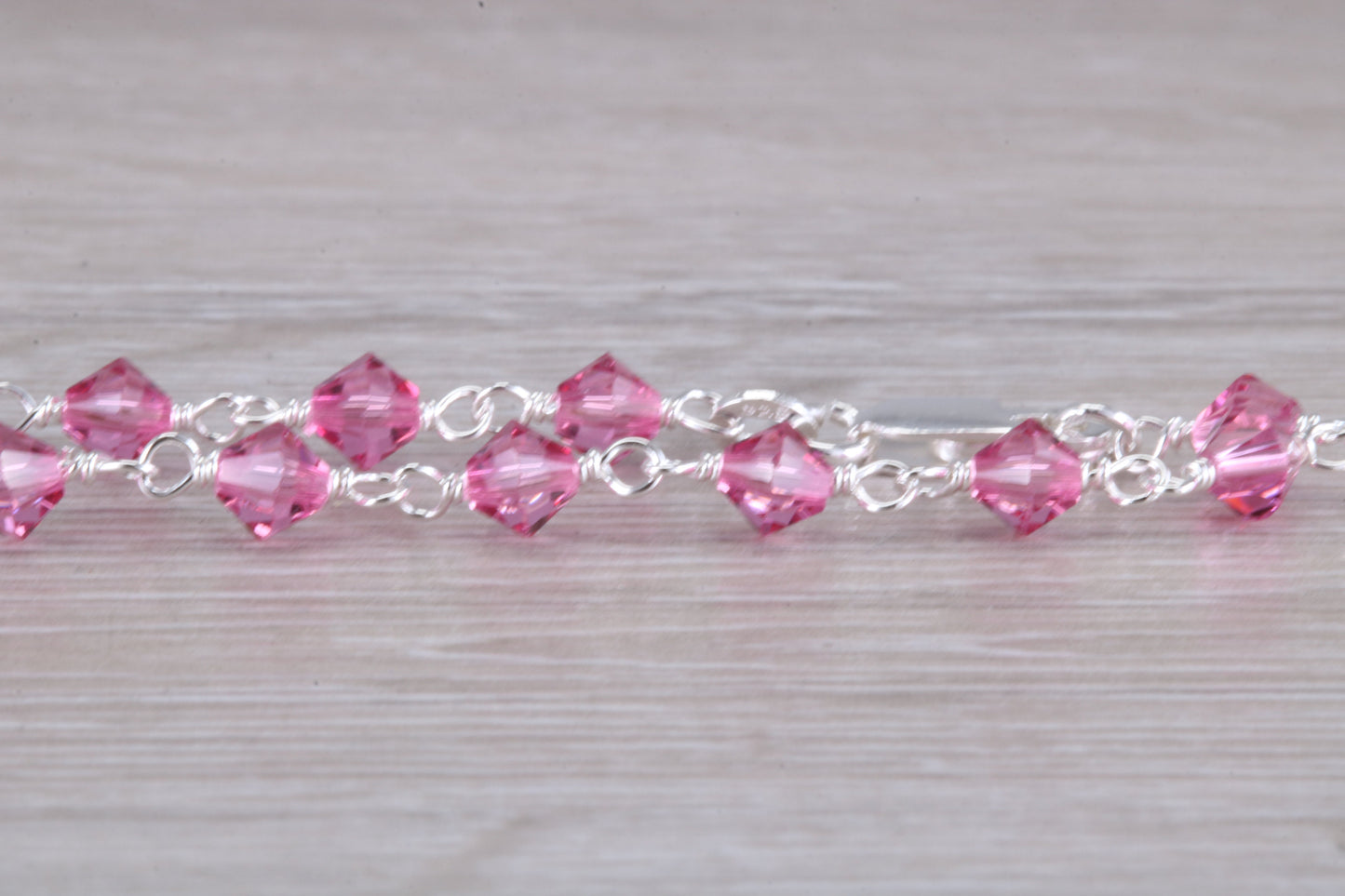 Sterling Silver Pink Sapphire Look Bracelet